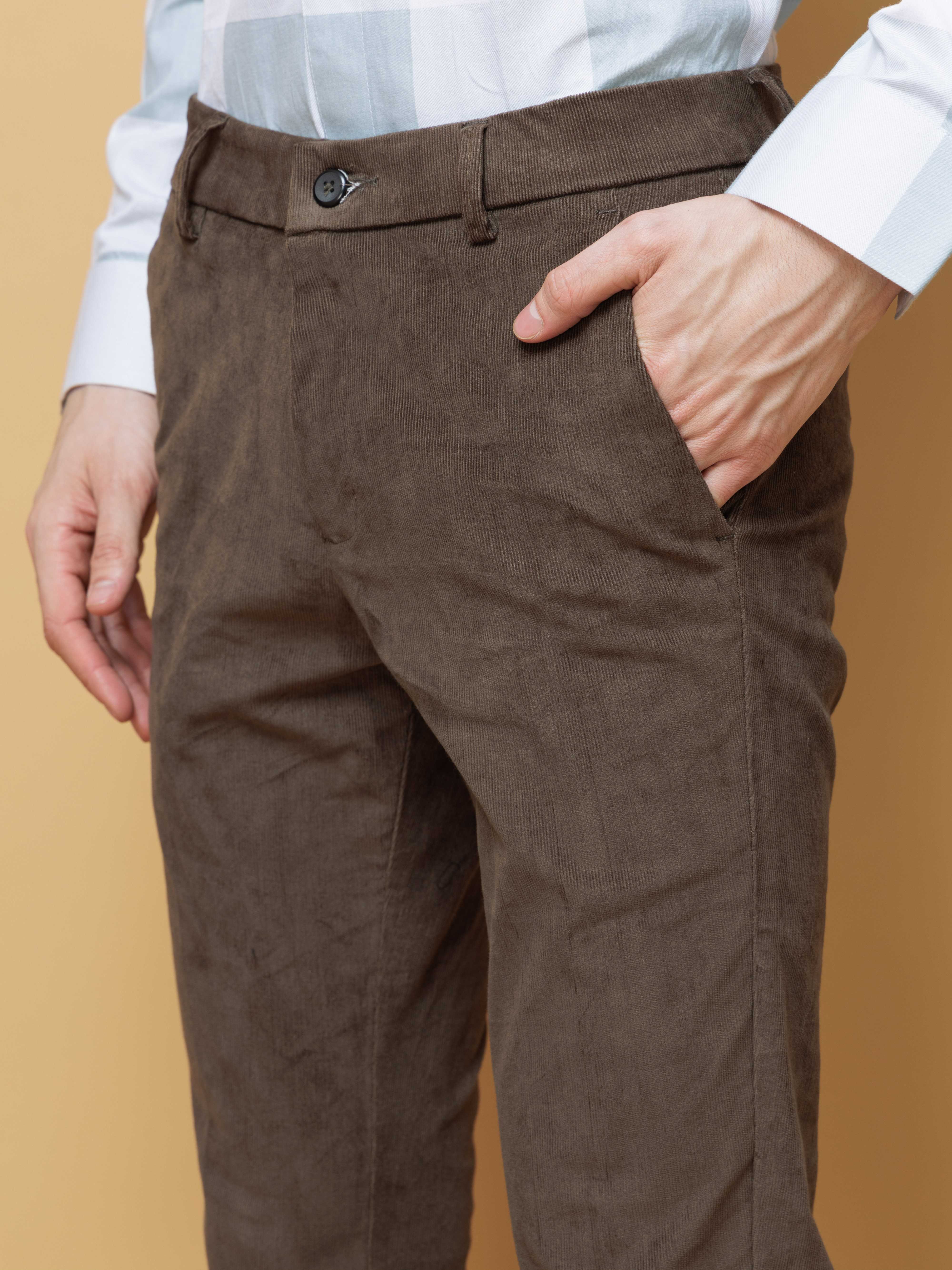 FOOMER OLIVE CORDUROY RELAXED FIT TROUSERS FOR MEN'S - Image 3