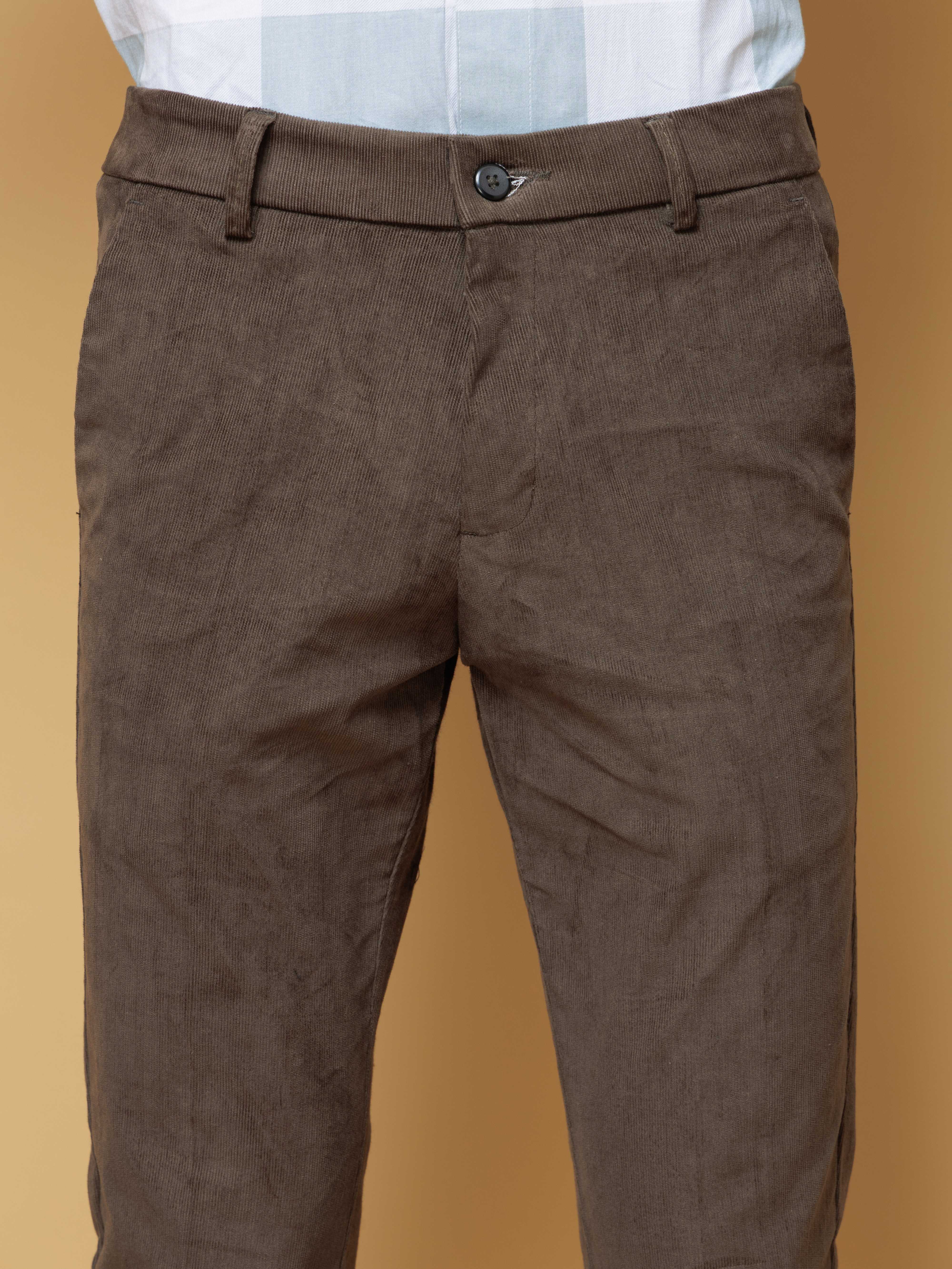 FOOMER OLIVE CORDUROY RELAXED FIT TROUSERS FOR MEN'S - Image 4