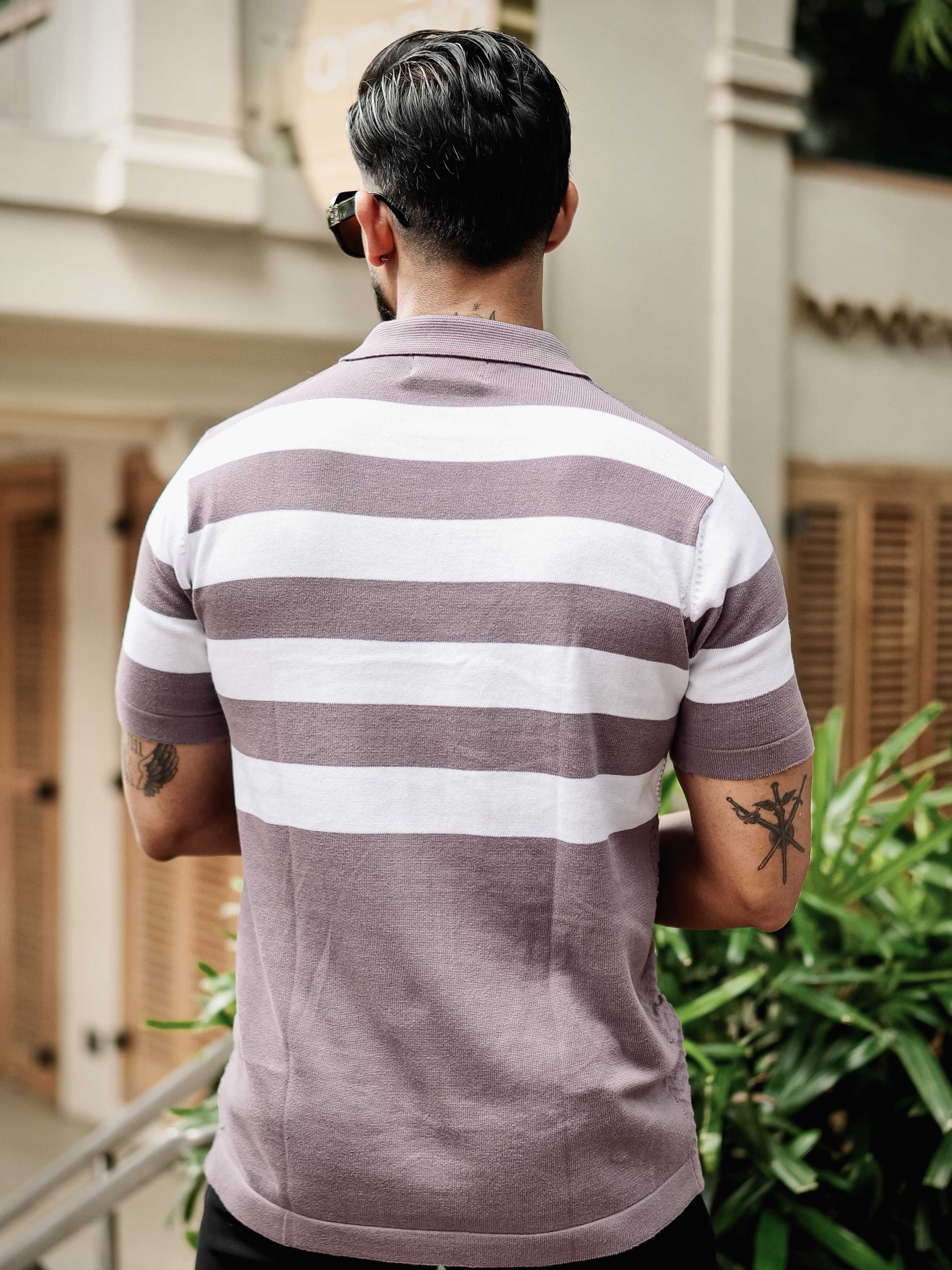 FOOMER PURPLE HALF SLEEVE KNITTED TSHIRT FOR MEN'S - Image 7