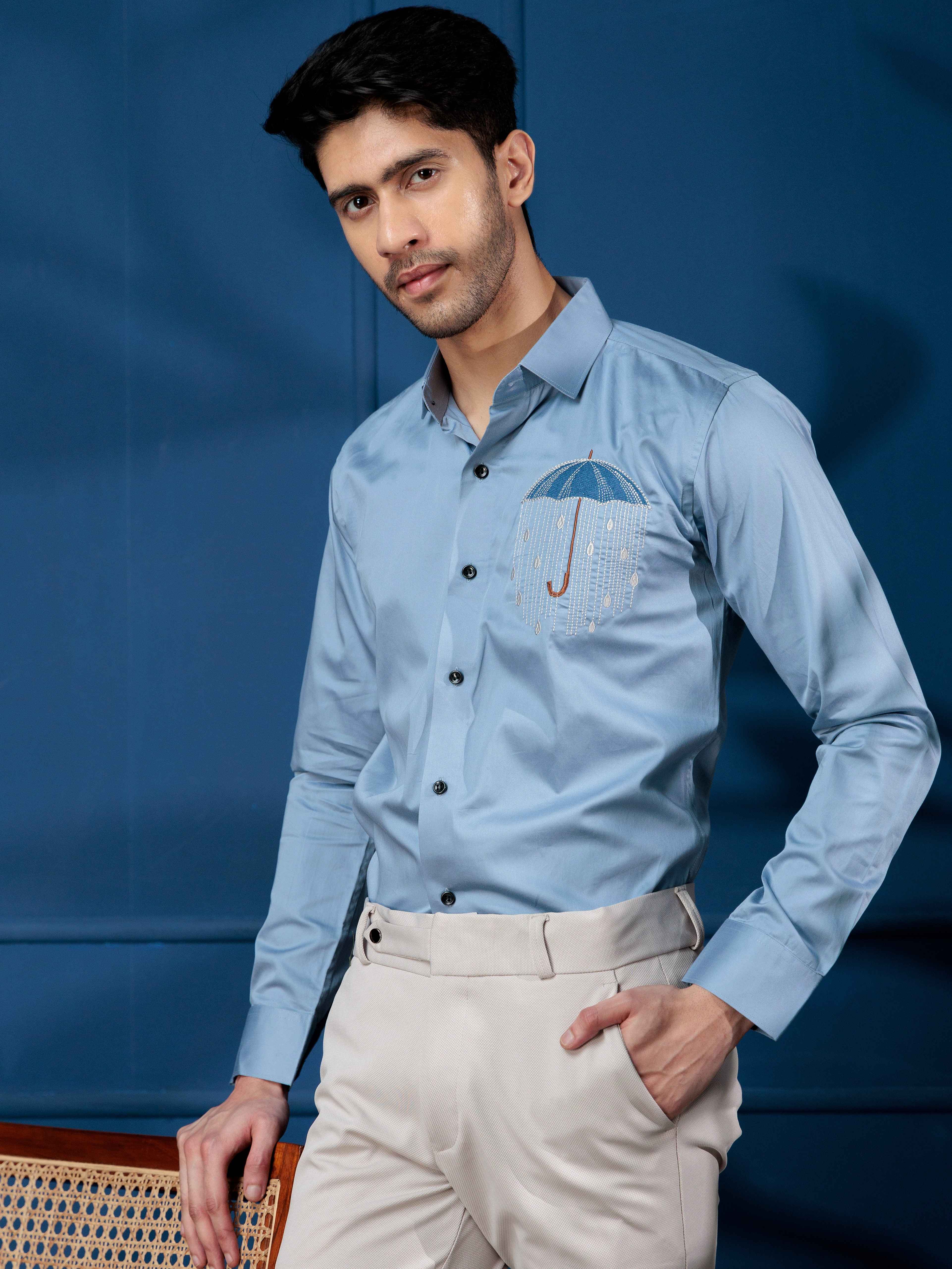 FOOMER SKY UMBRELLA EMBROIDERED PREMIUM SHIRT FOR MEN - Image 4