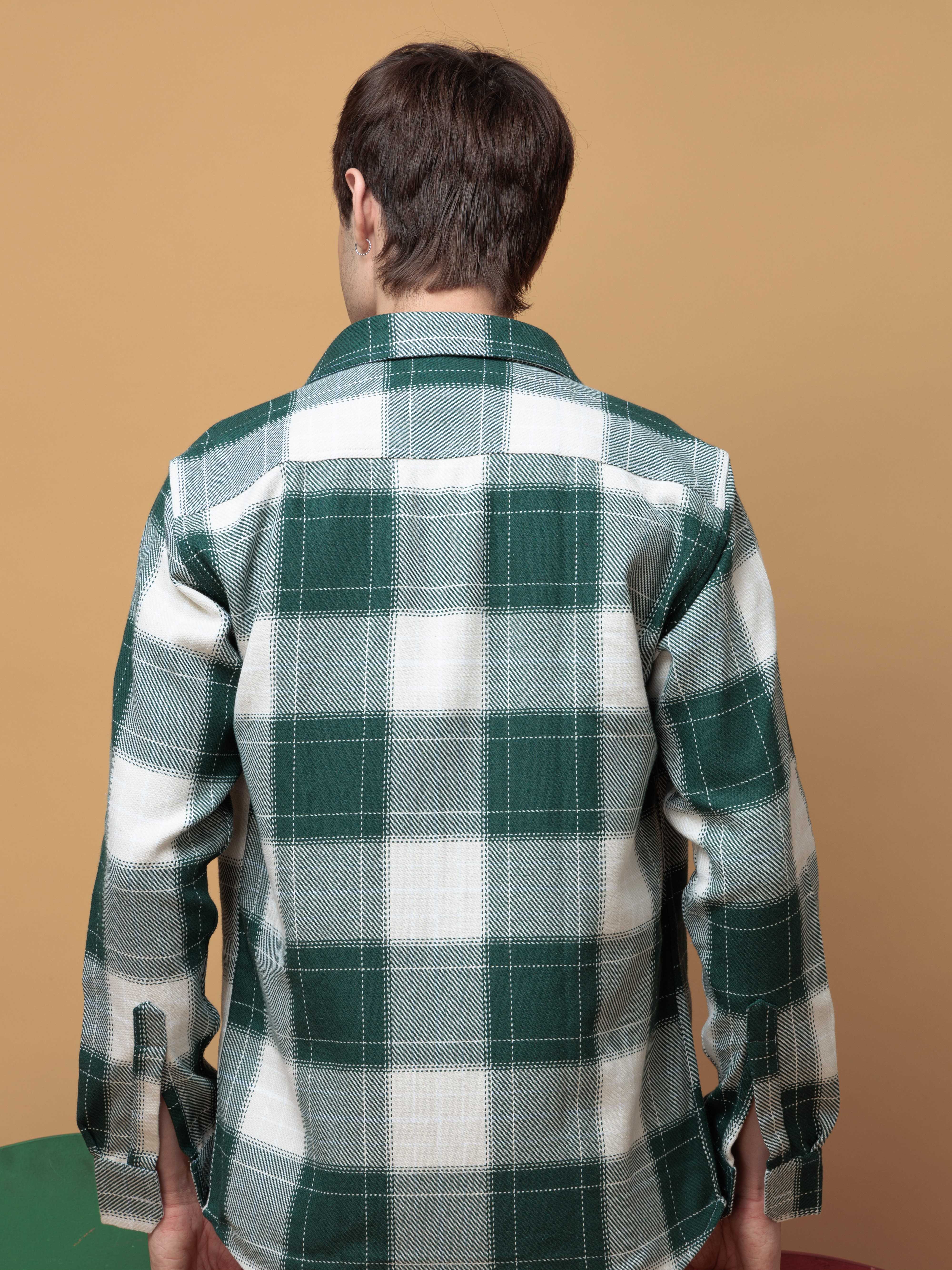 FOOMER TARTAN GREEN CHECKED CASUAL SHIRT FOR MEN'S - Image 9