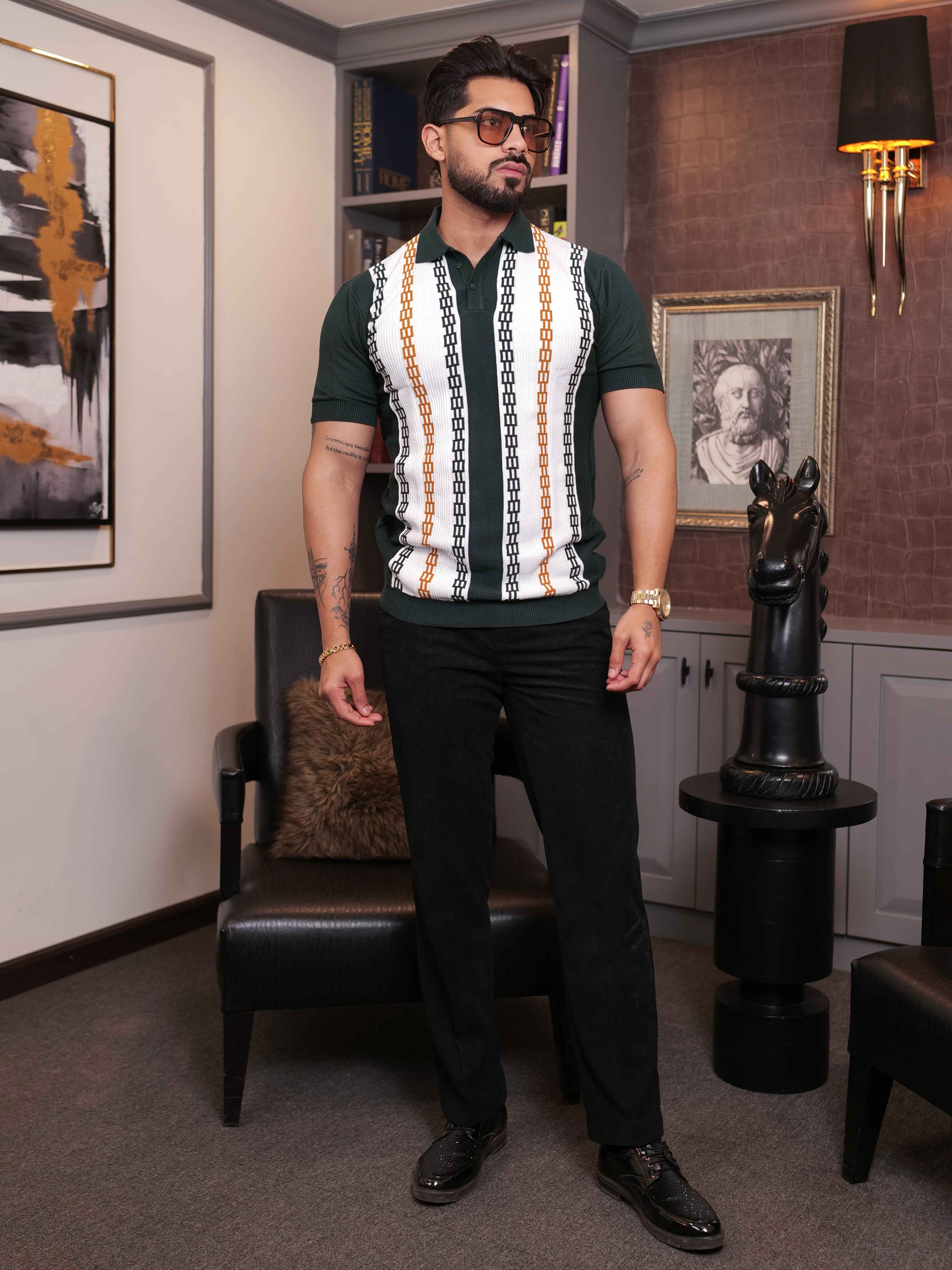 FOOMER GREEN HALF SLEEVE KNITED TSHIRT FOR MEN'S - Image 5