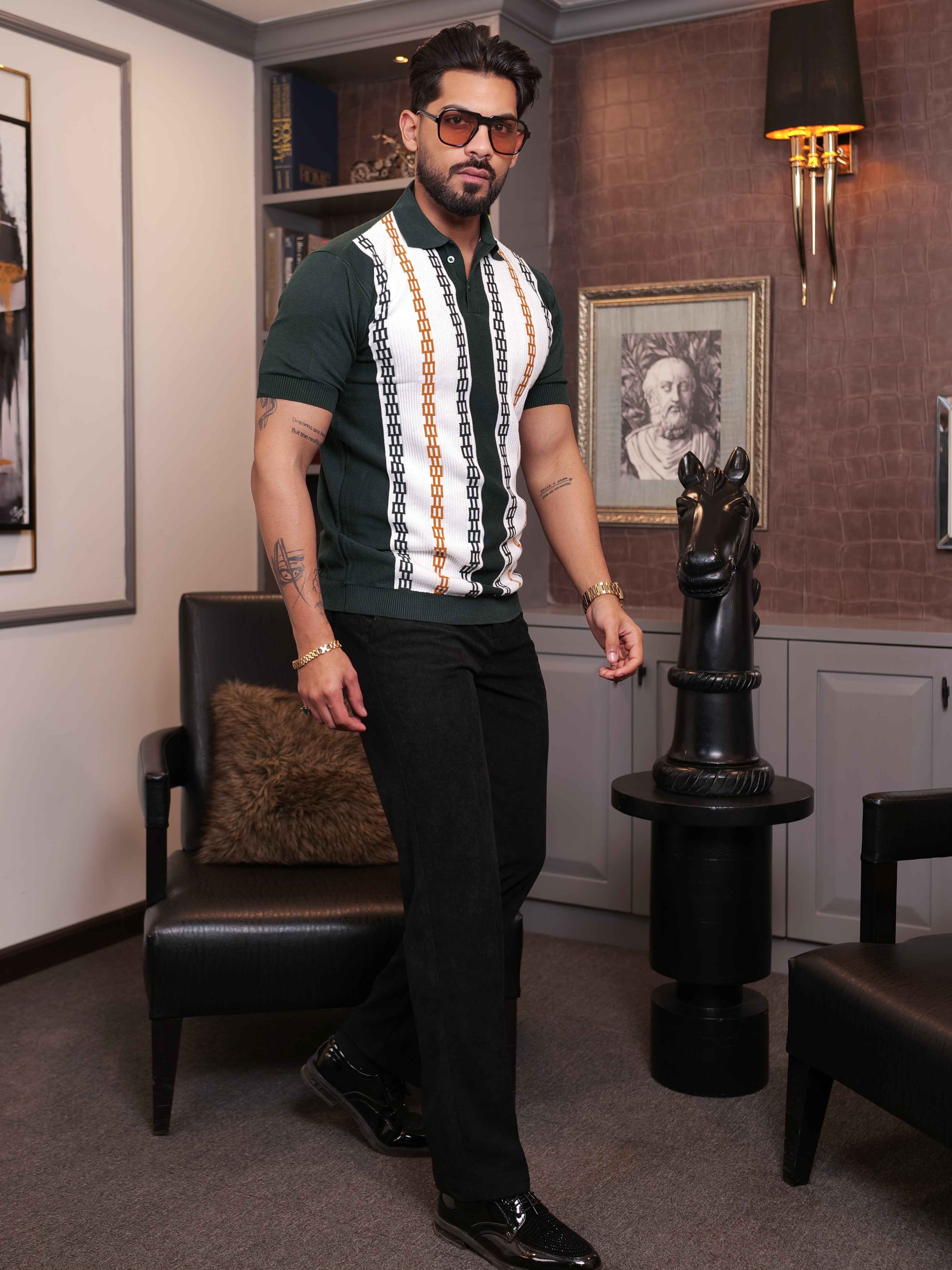 FOOMER GREEN HALF SLEEVE KNITED TSHIRT FOR MEN'S - Image 9