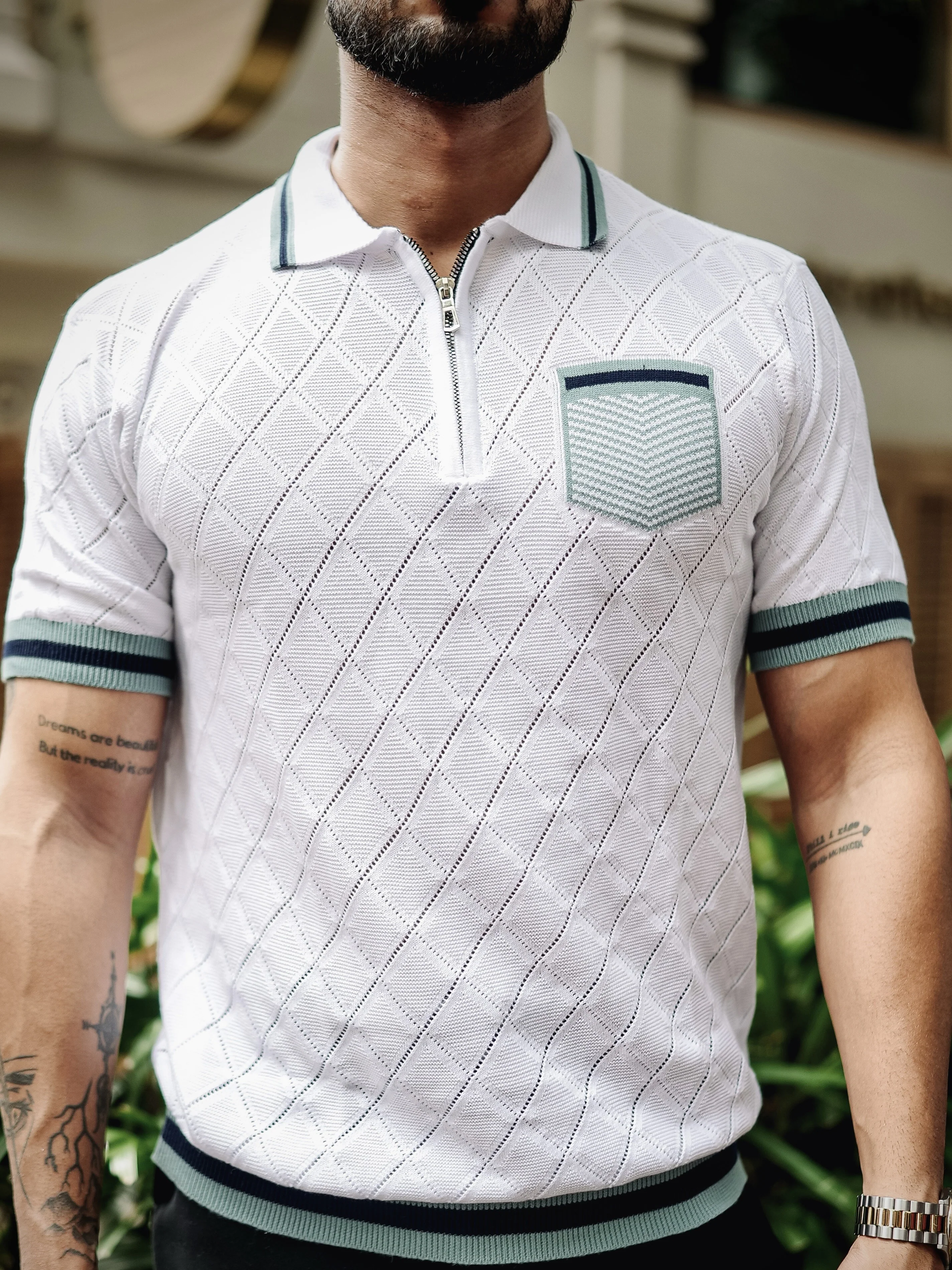 FOOMER WHITE HALF SLEEVE KNITTED TSHIRT FOR MEN'S - Image 2