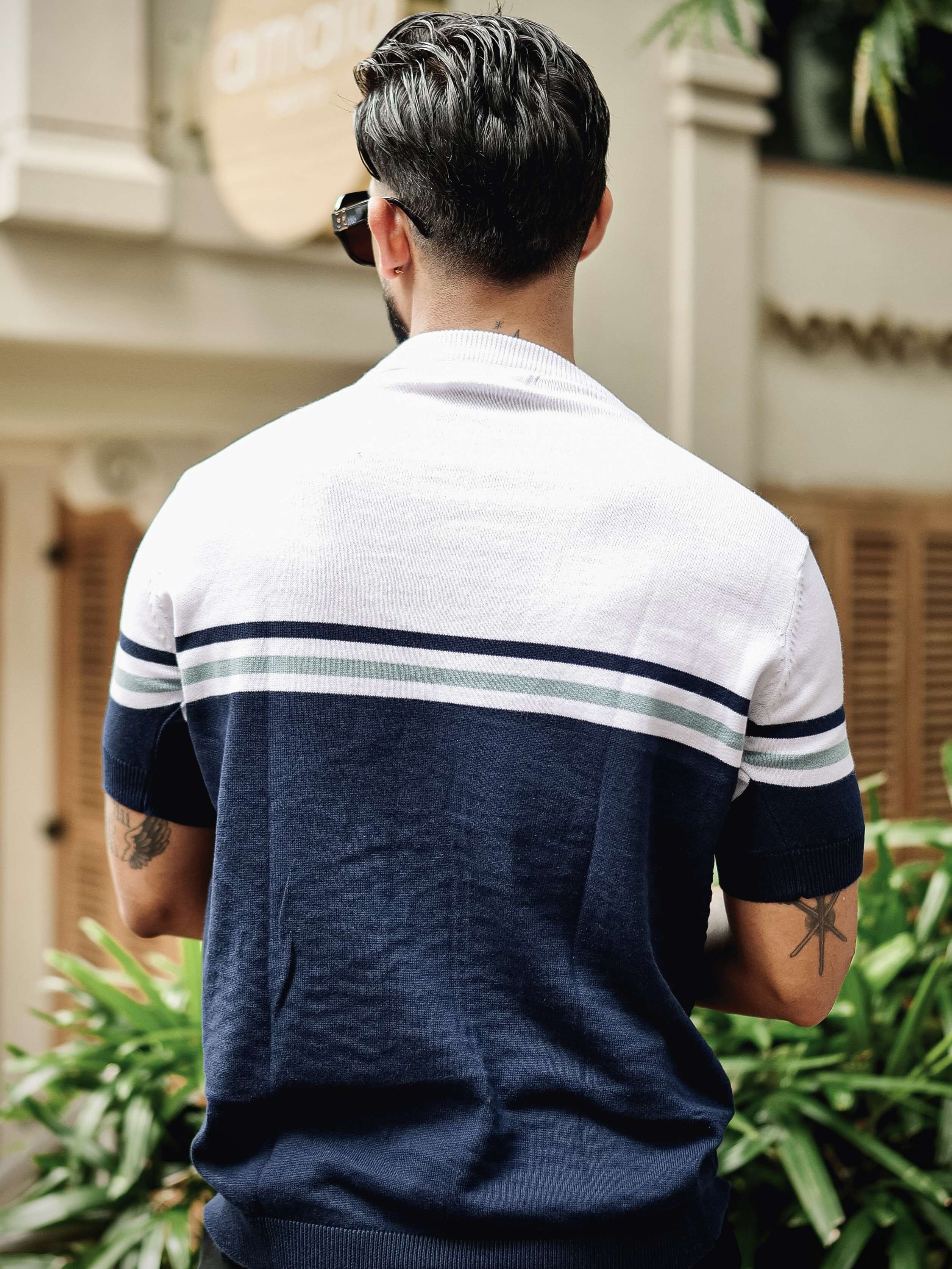 FOOMER NAVY HALF SLEEVE KNITTED TSHIRT FOR MEN'S - Image 5