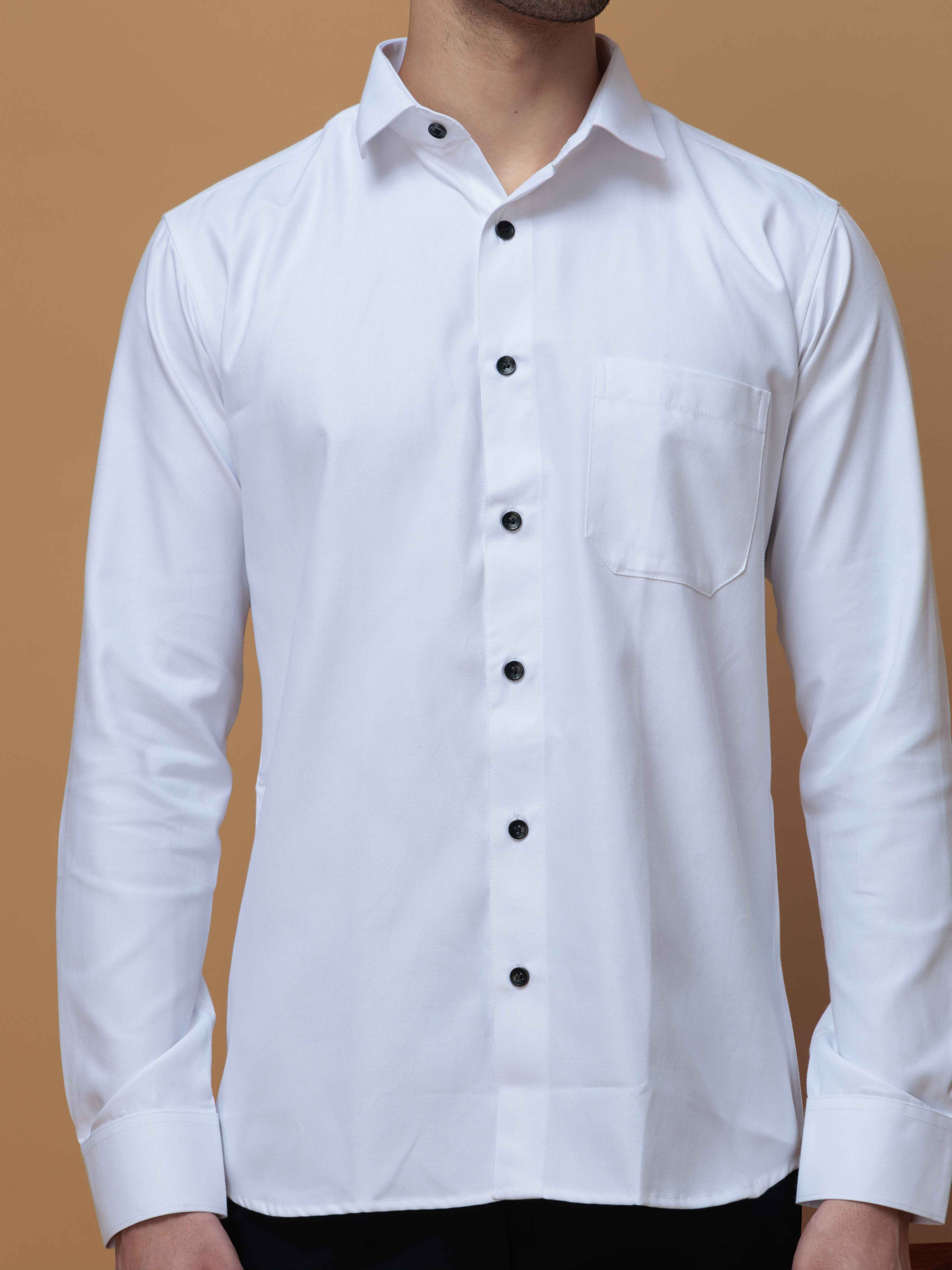 FORMAL WHITE PLAIN OXFORD COTTON CASUAL SHIRT FOR MEN'S - Image 2