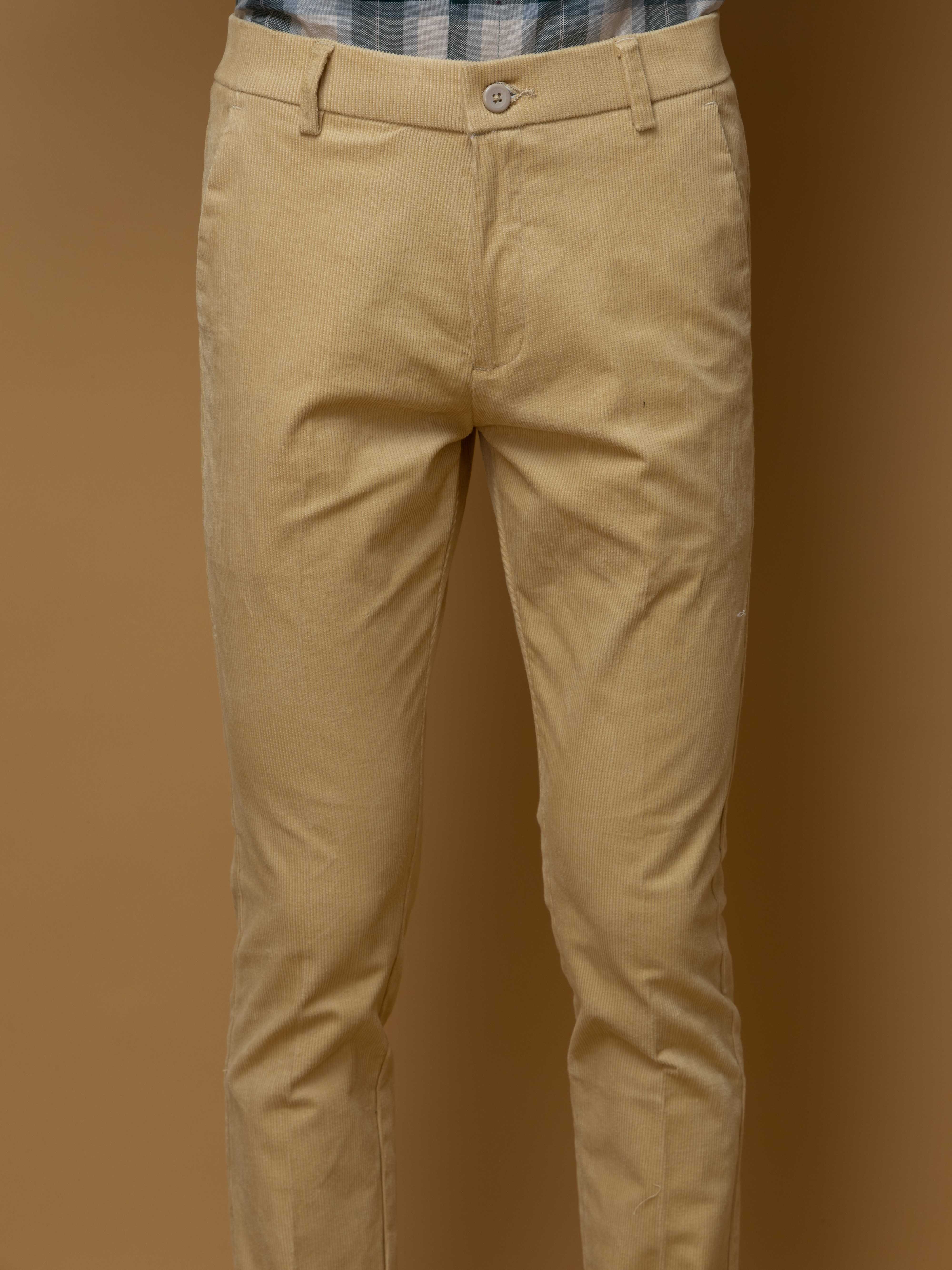 FOOMER YELLOW CORDUROY RELAXED FIT TROUSERS FOR MEN'S - Image 2