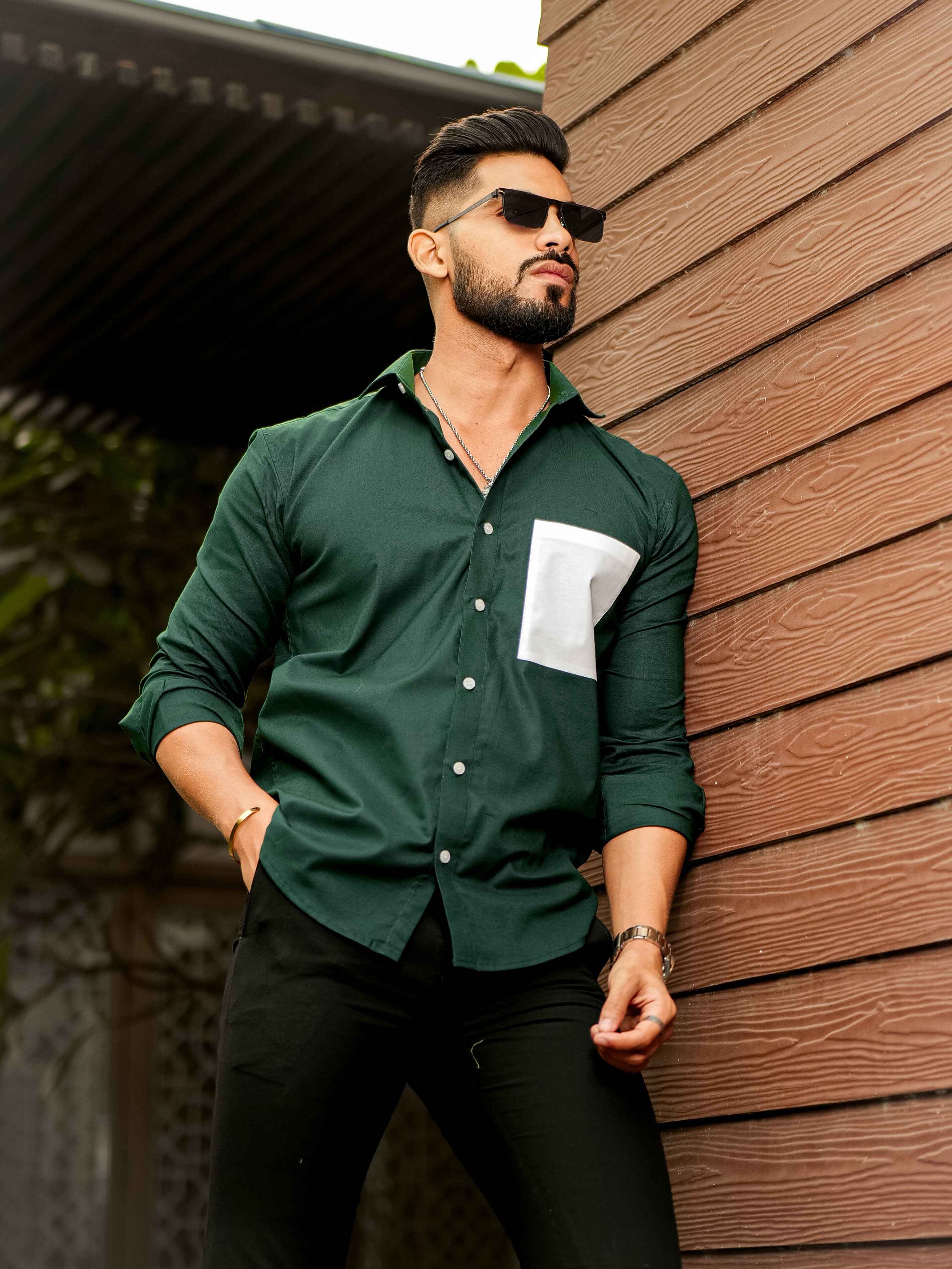 Green Oxford Cotton Designer Shirt - Image 6