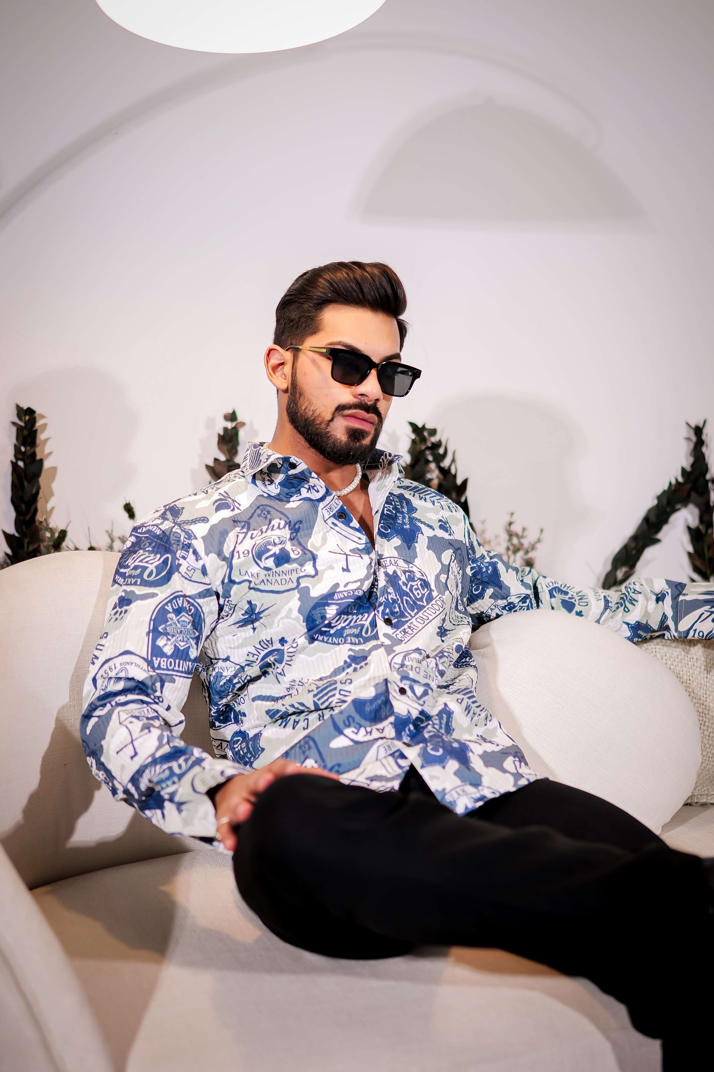 Grey Blue Imported Premium Shirt for Men's - Image 7