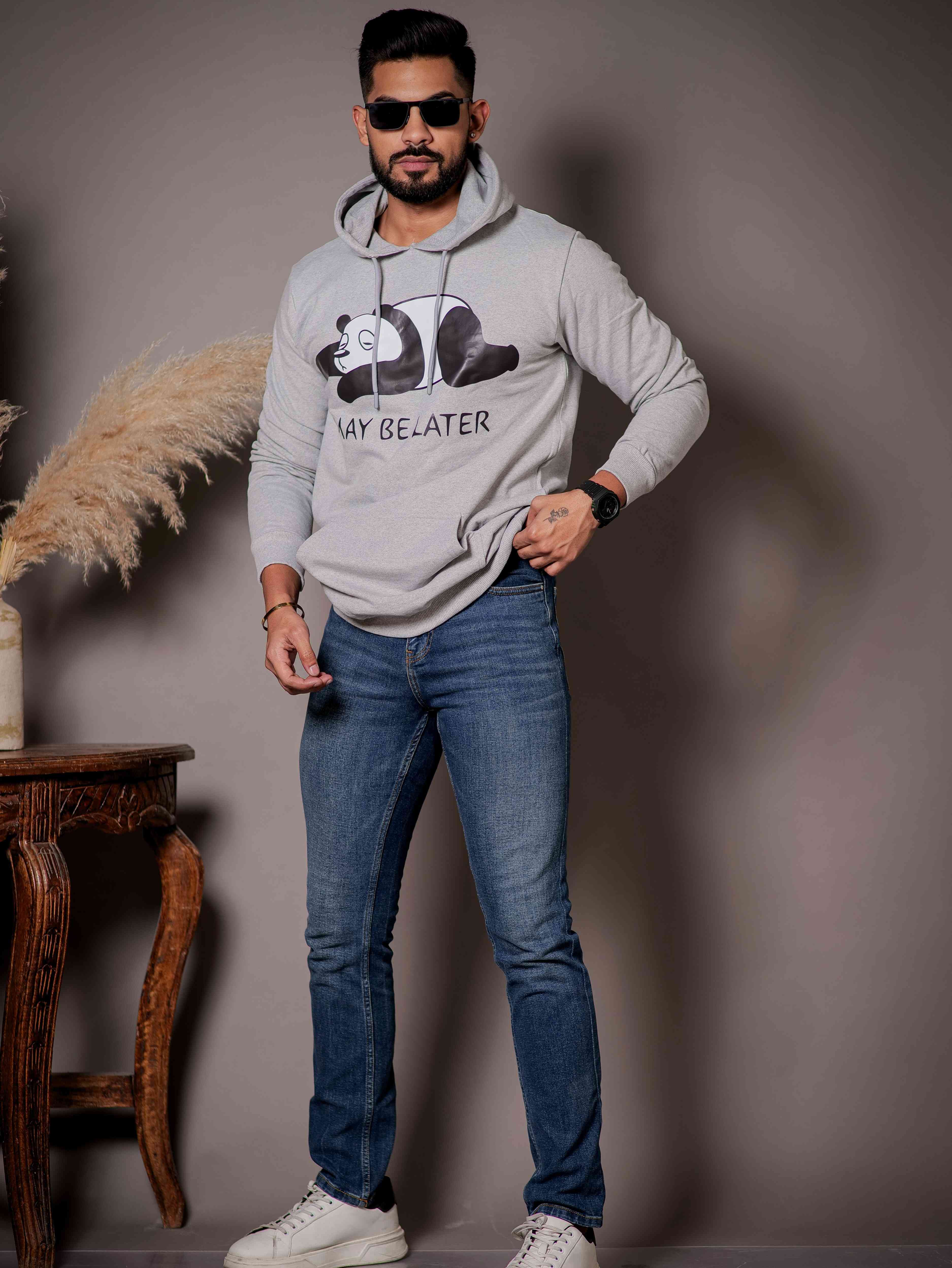 Grey Cotton Full Sleeve Hoodie - Image 3