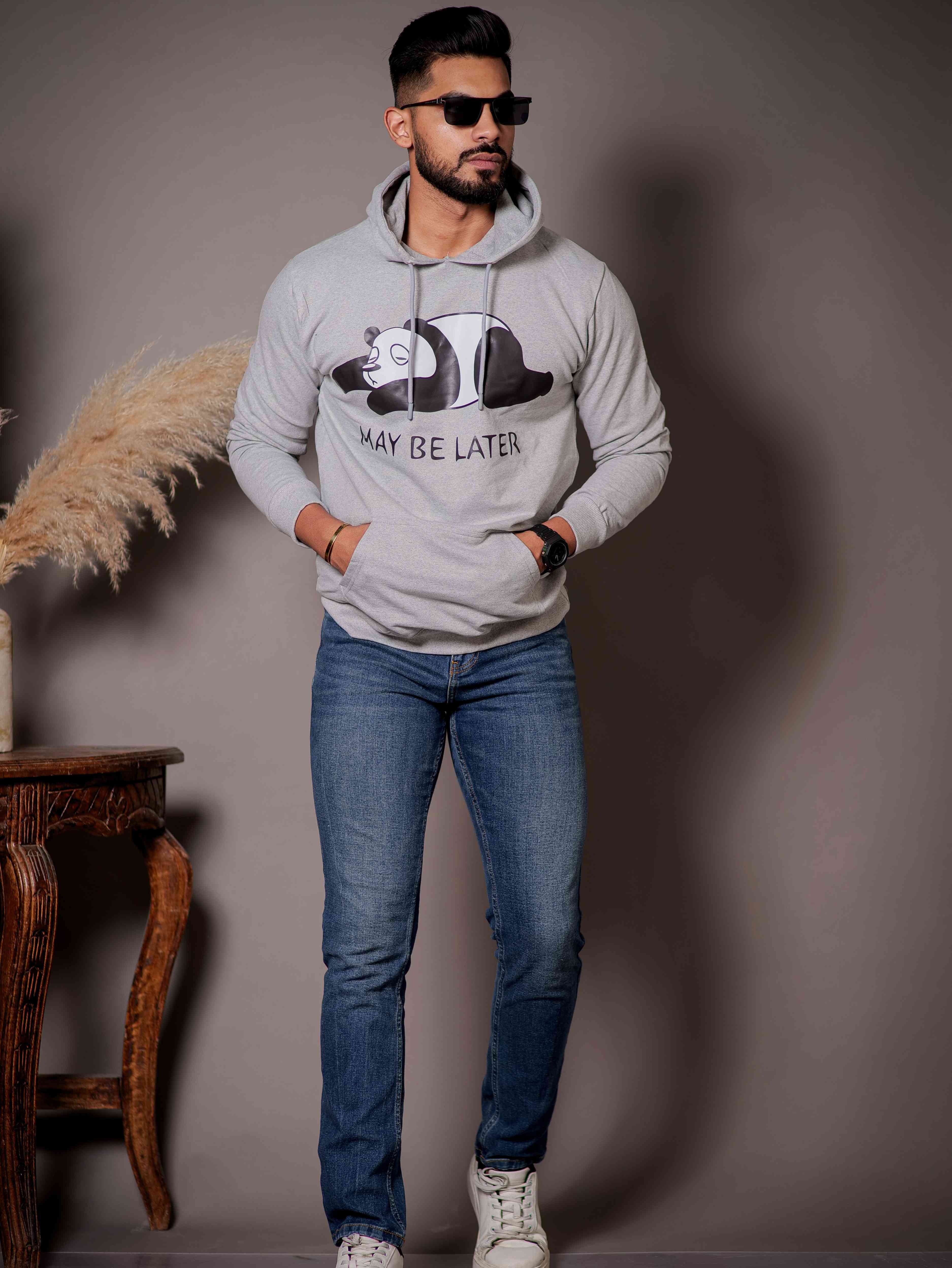 Grey Cotton Full Sleeve Hoodie - Image 4