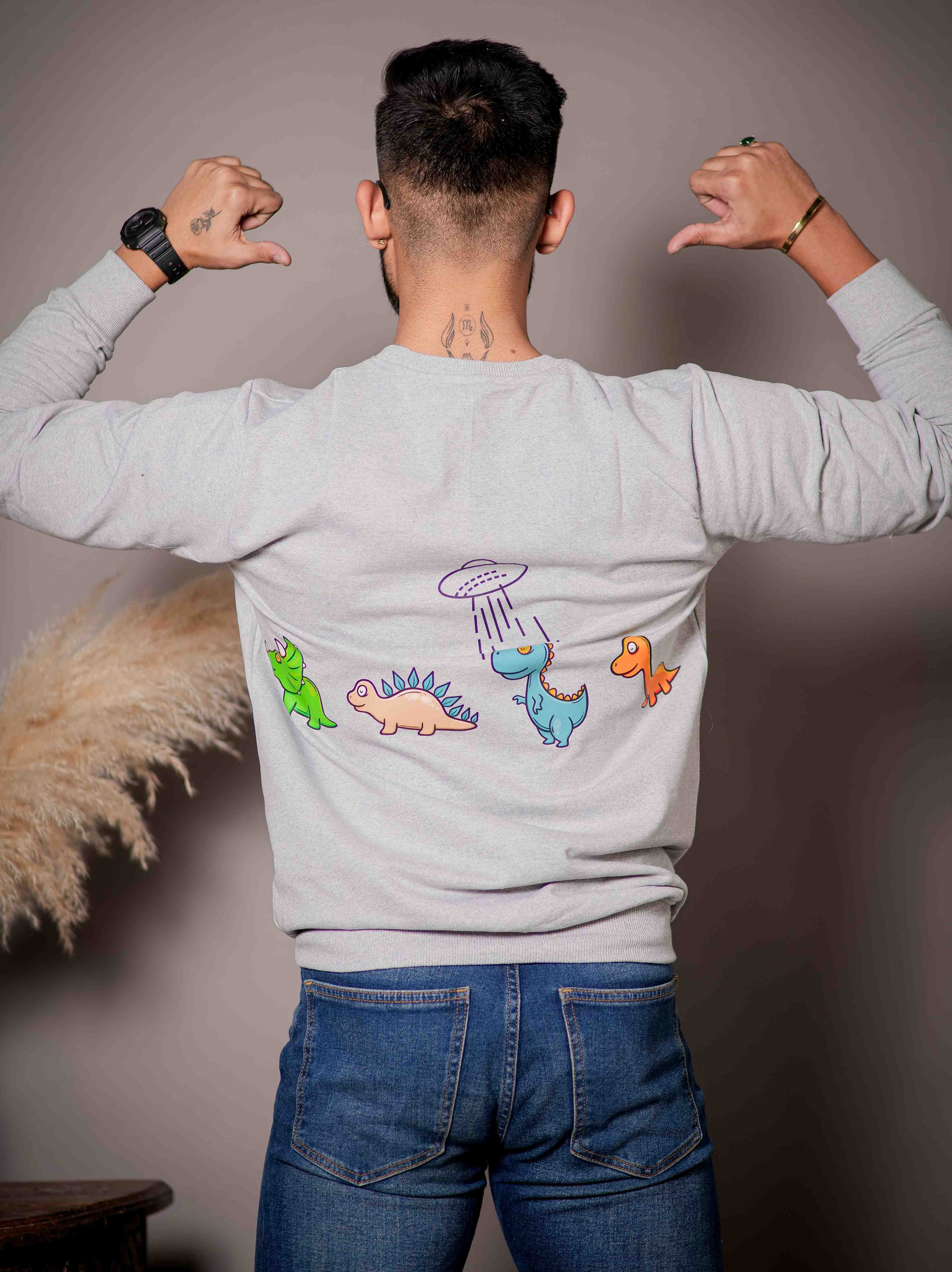 Grey Cotton Full Sleeve T Shirt - Image 4