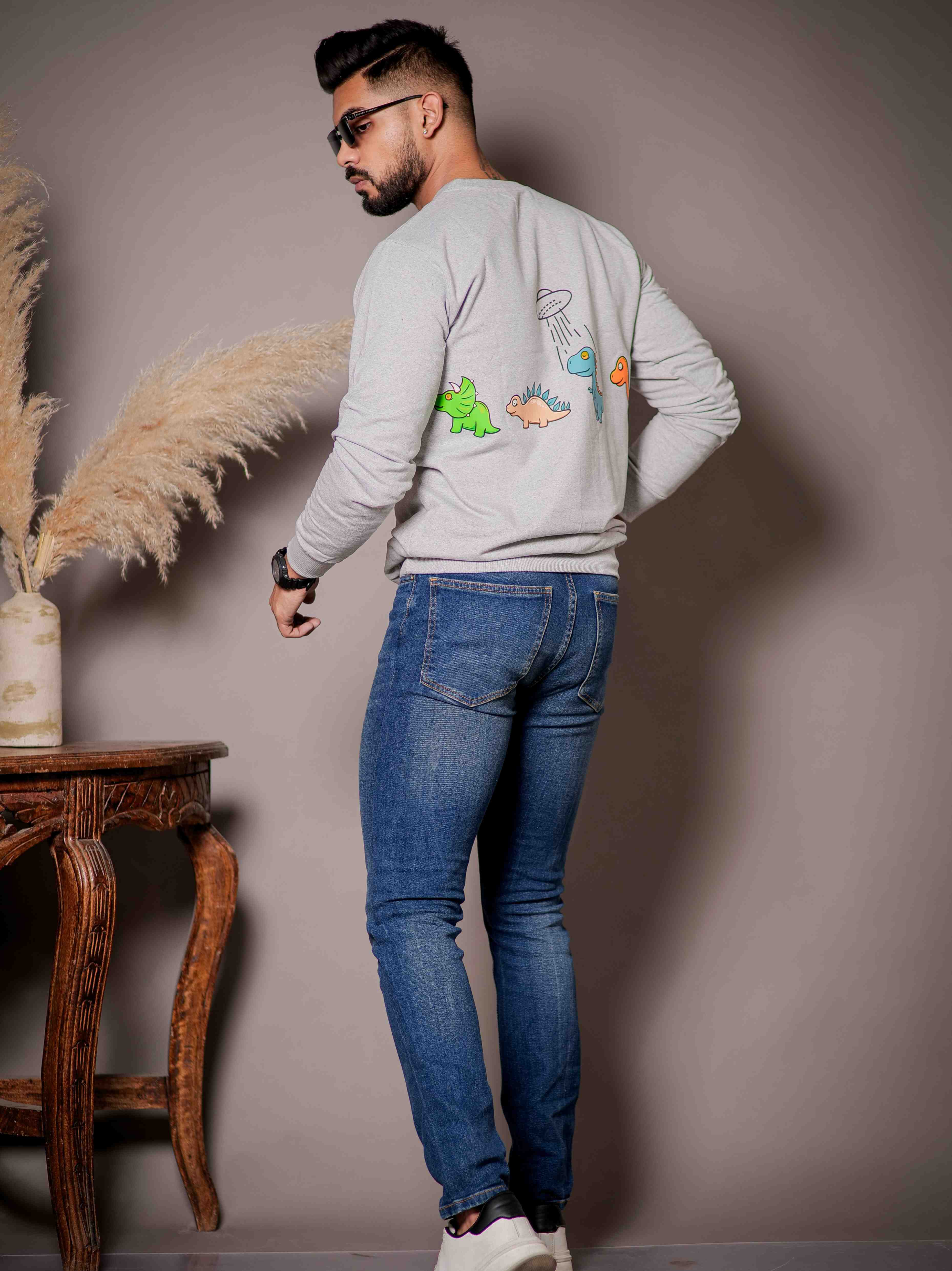Grey Cotton Full Sleeve T Shirt - Image 7