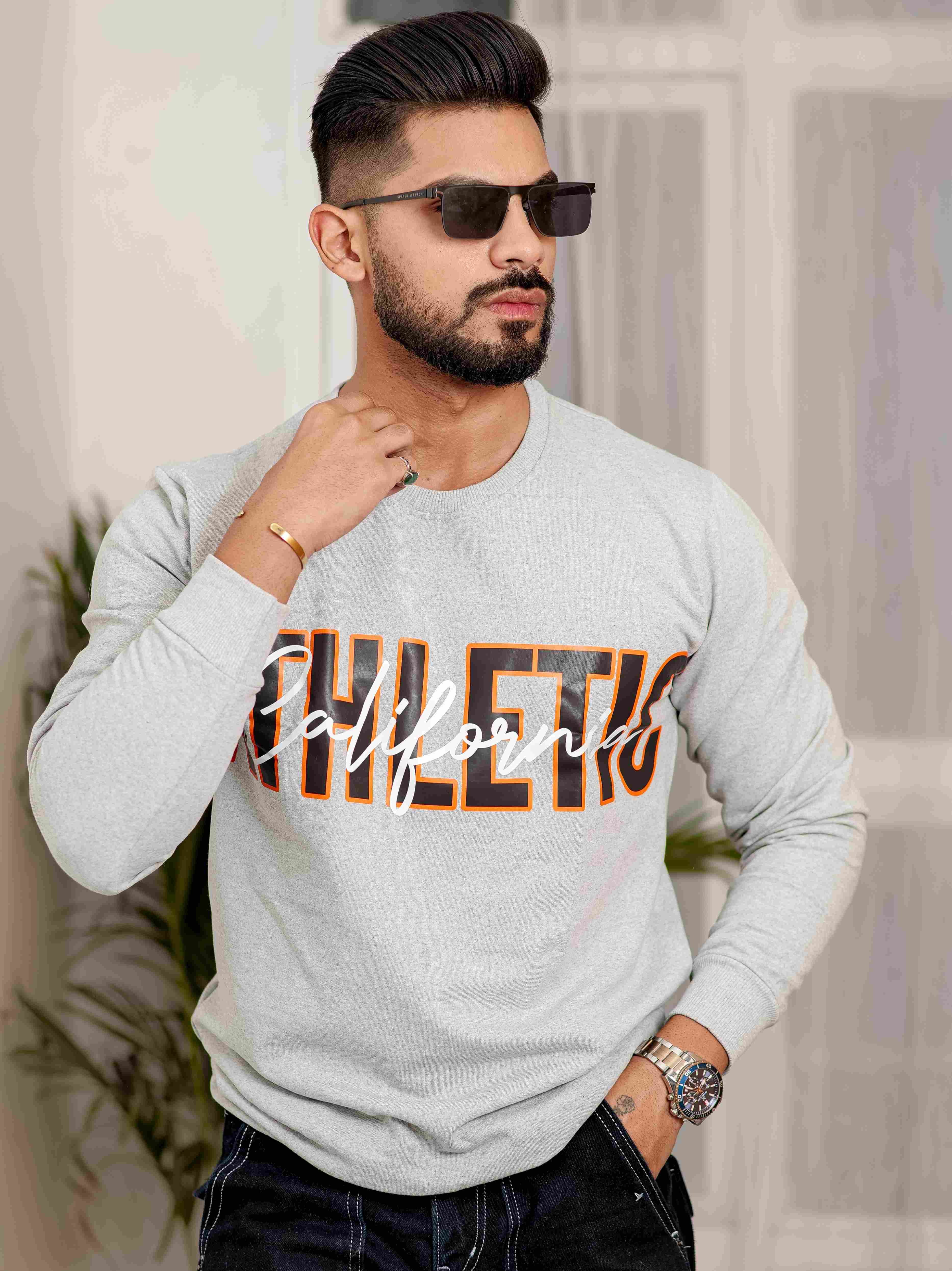 Grey Cotton Full Sleeve T Shirt - Image 4