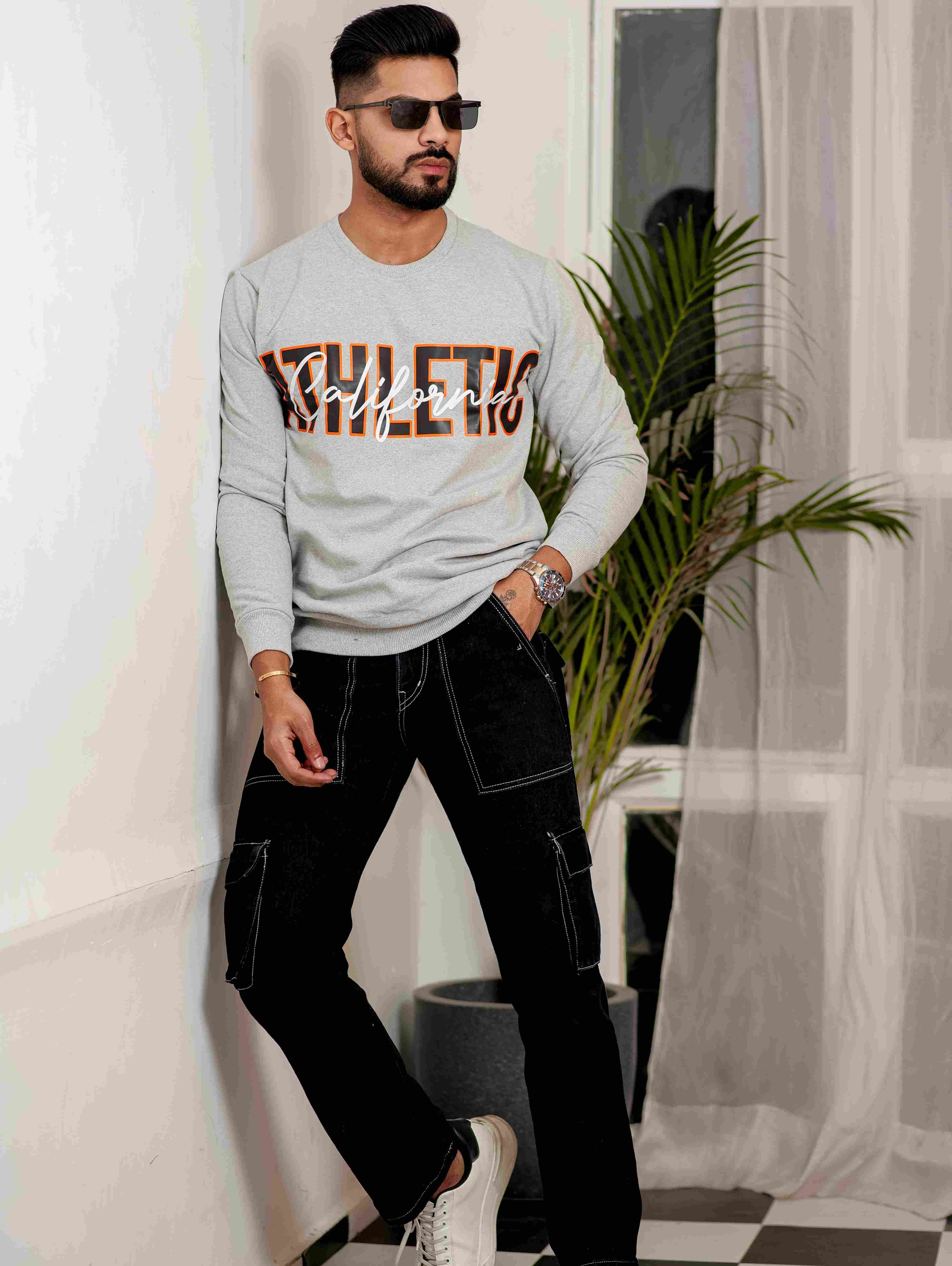 Grey Cotton Full Sleeve T Shirt - Image 6
