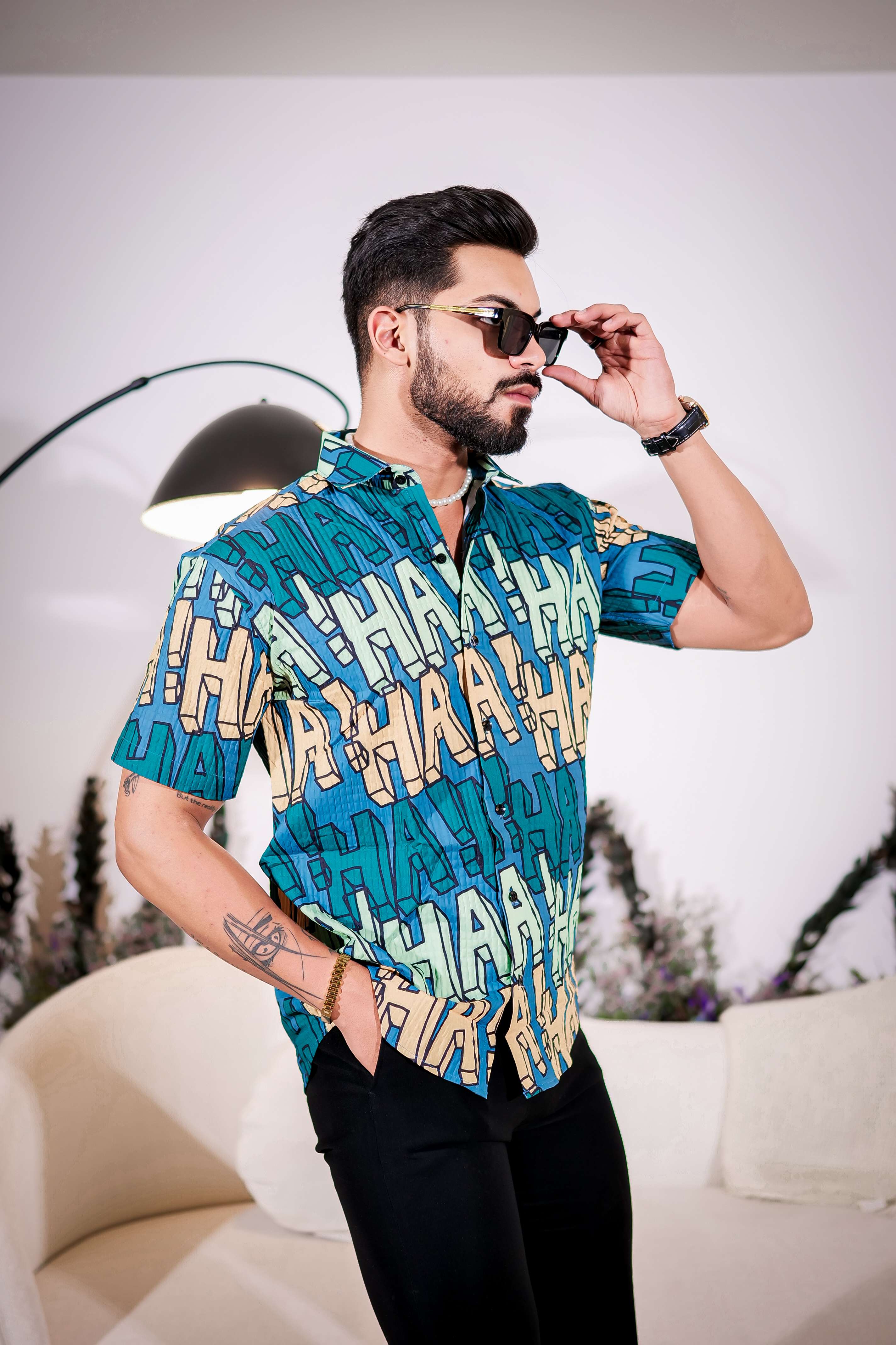 Hippie Blue Half Sleeve Imported Premium Shirt for Men's - Image 5