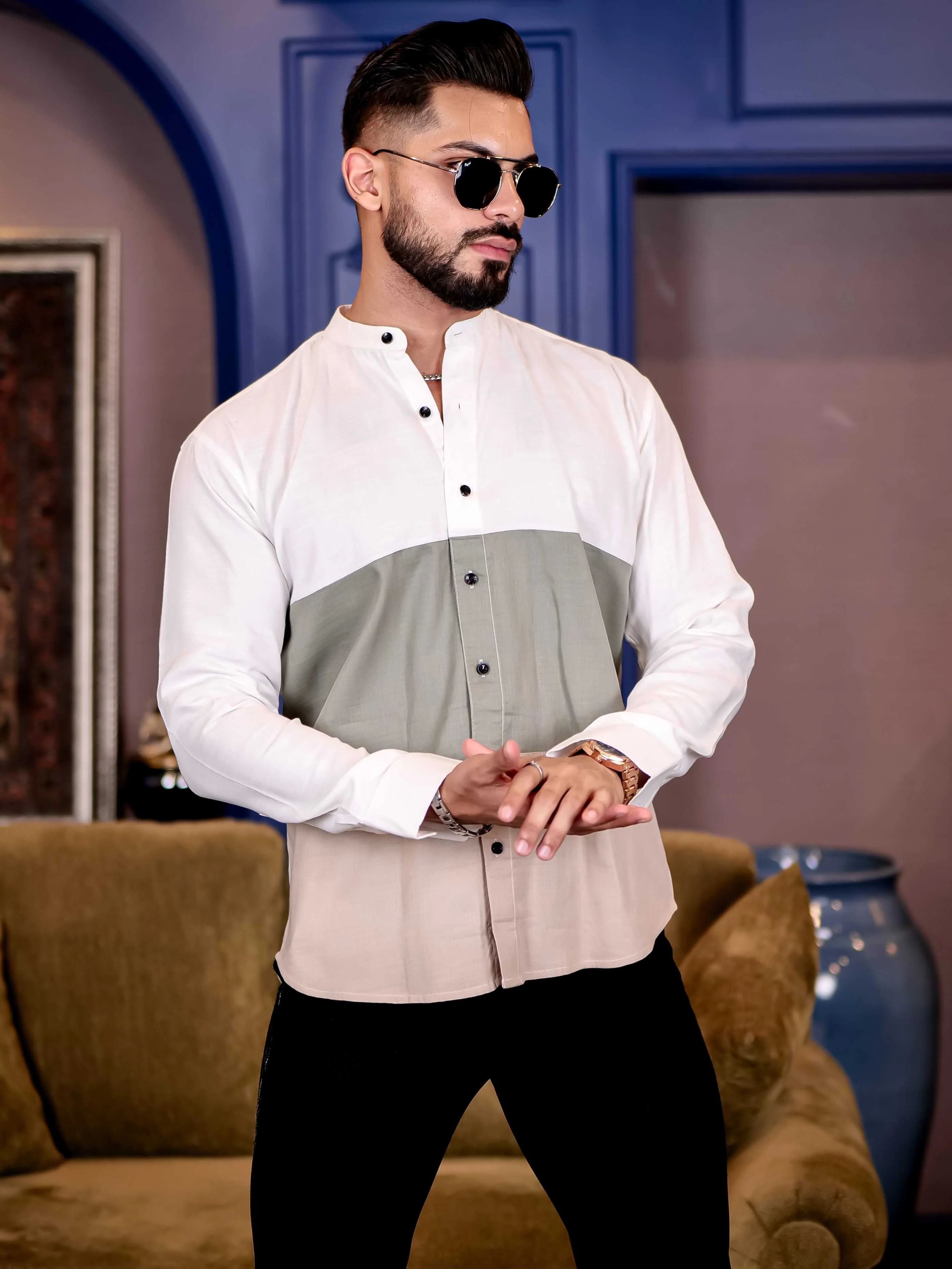 Multi Color Cut n sew Premium Kurta Linen Shirt For Men - Image 4