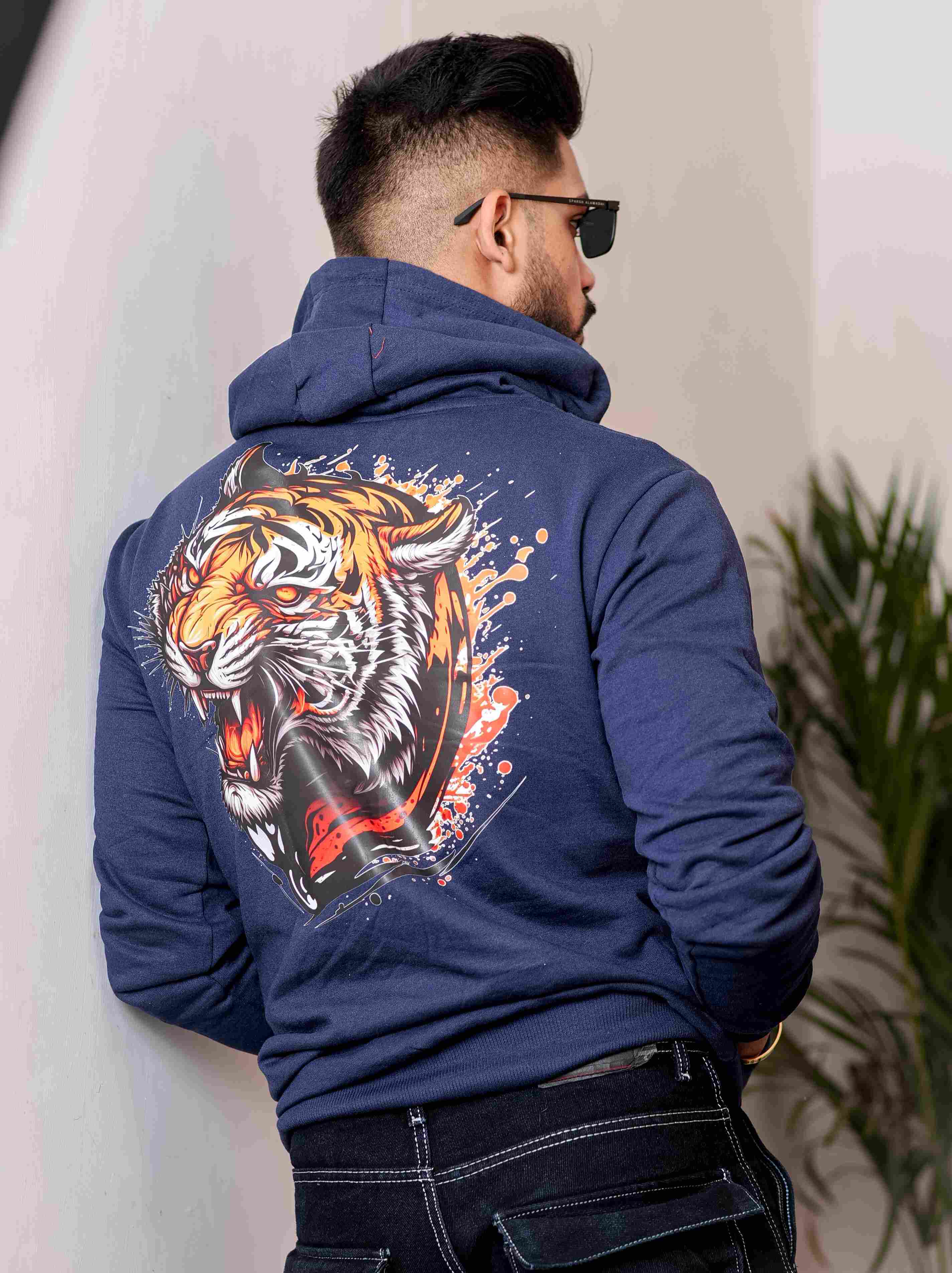 Navy Blue Cotton Full Sleeve Hoodie - Image 6