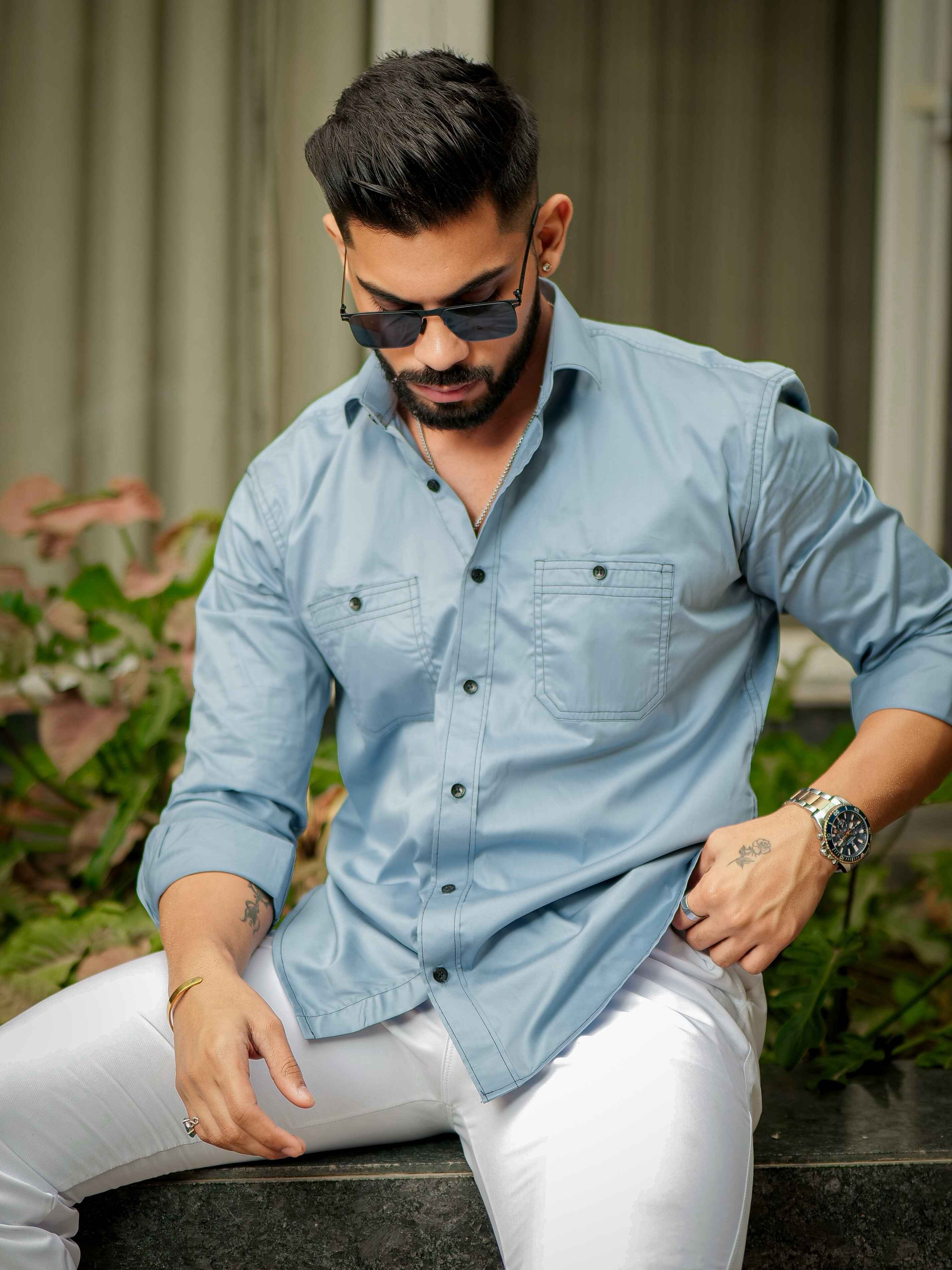 Sky Satin Cotton Over Shirt - Image 3