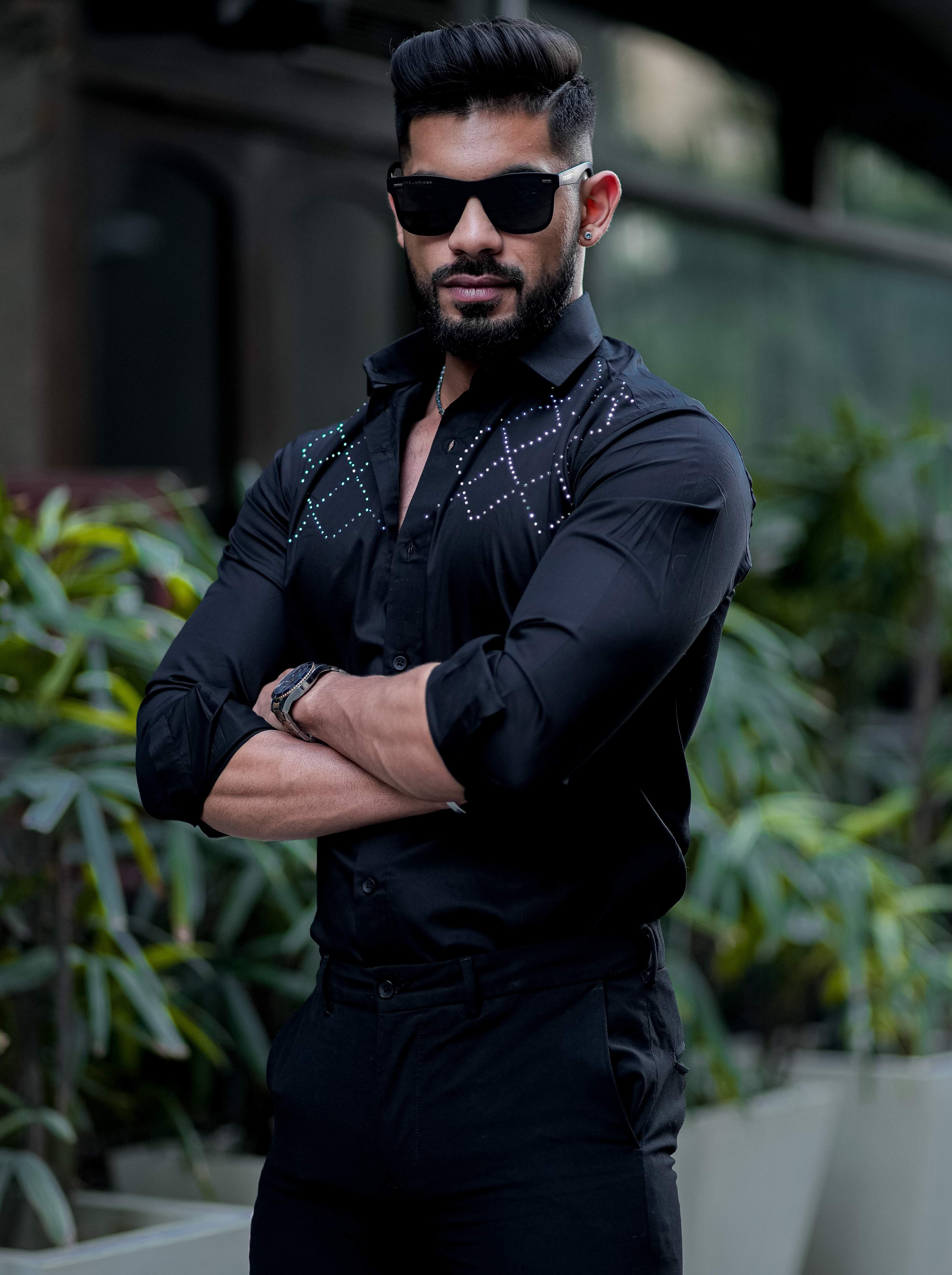Starry Beaded Black Premium Shirt For Men - Image 6