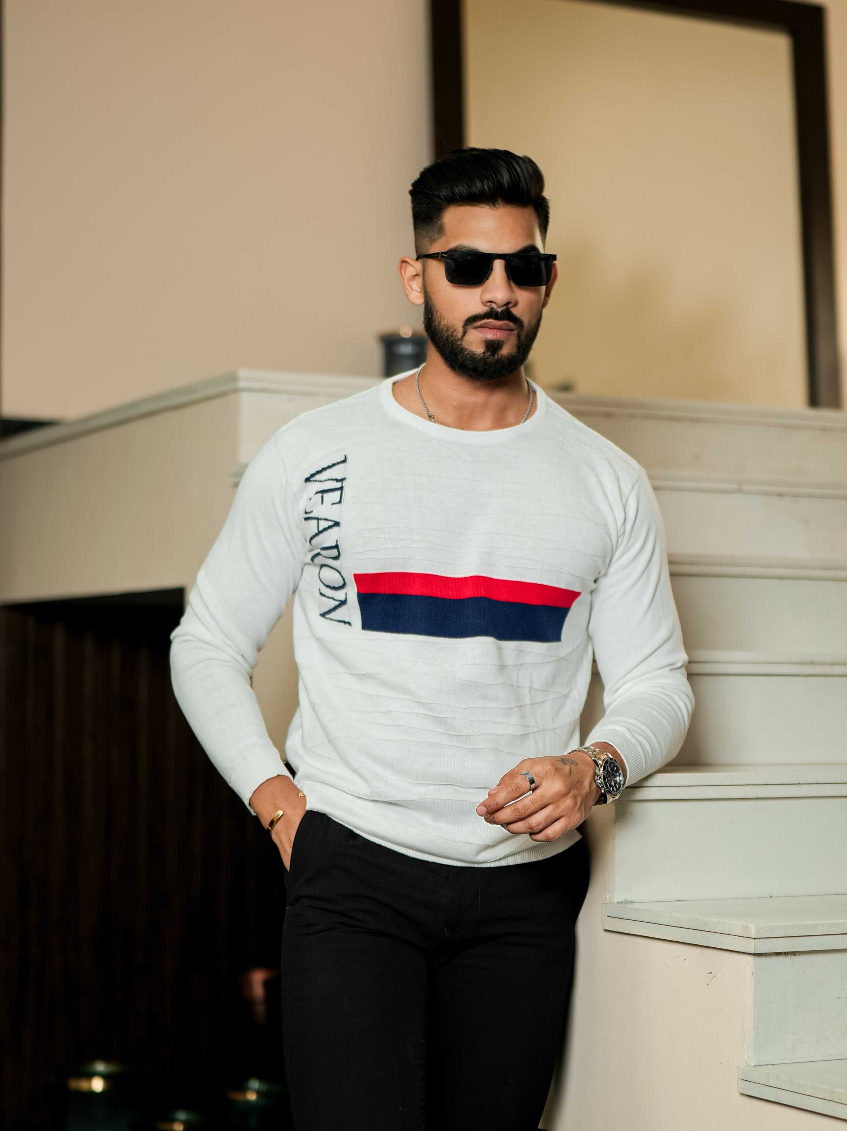 White Cotton Full Sleeve Premium T Shirt - Image 7