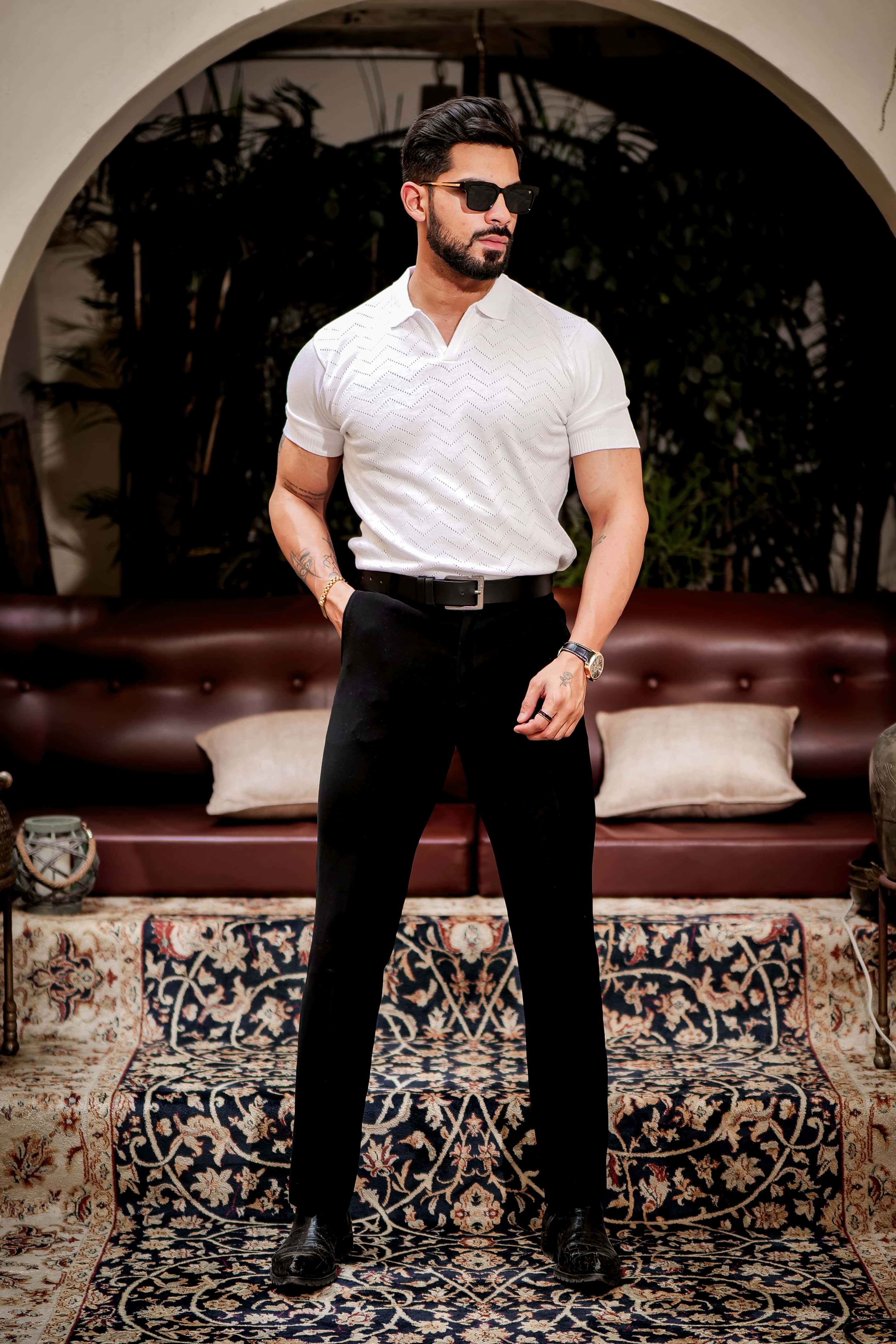 White Designer Cotton Half Sleeve Premium T Shirt - Image 5