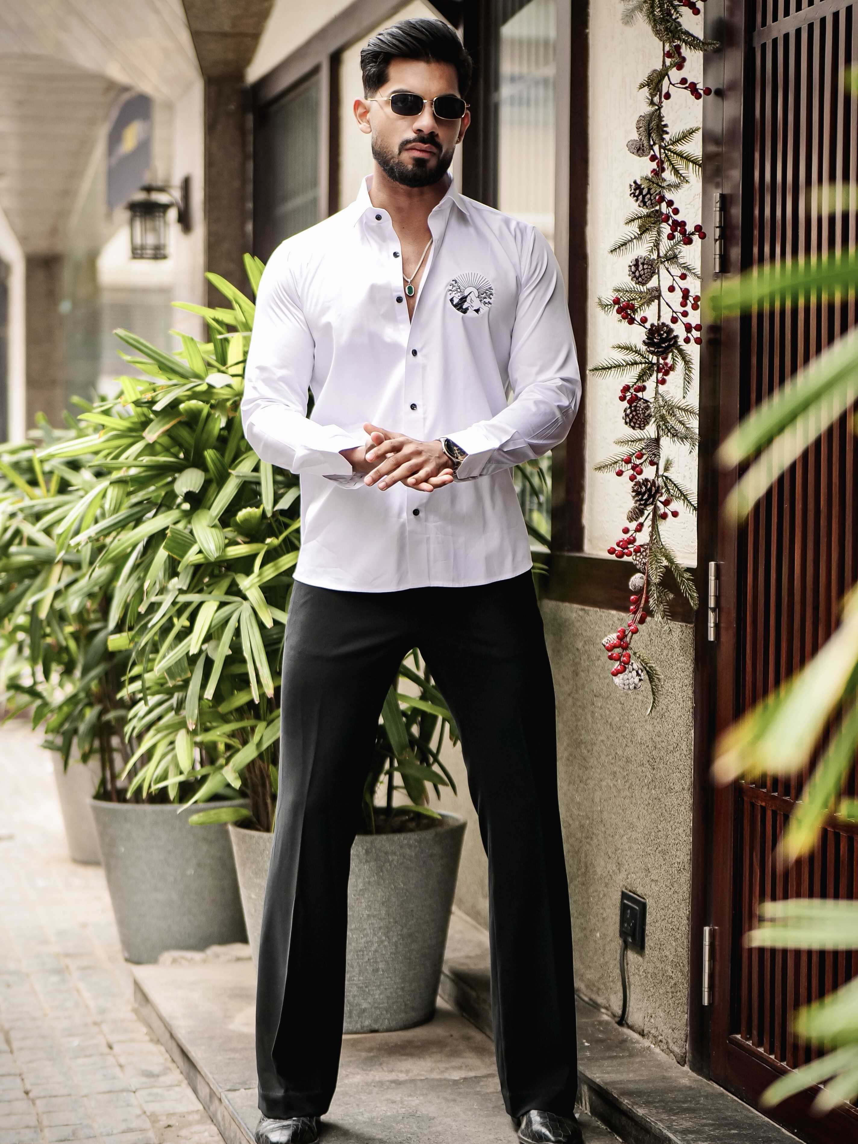 WHITE EMBROIDERED DESIGNER SHIRT FOR MEN'S - Image 4