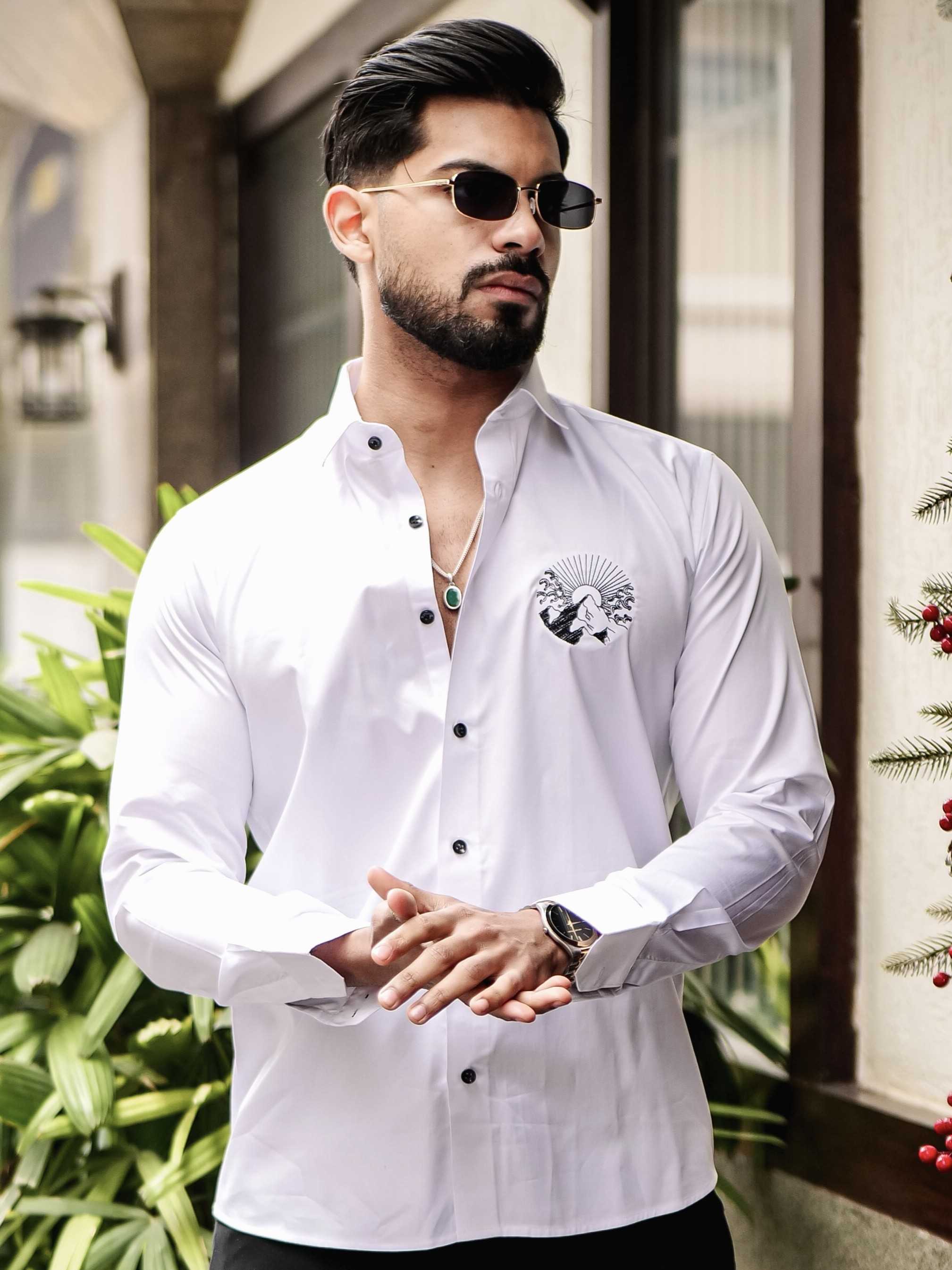 WHITE EMBROIDERED DESIGNER SHIRT FOR MEN'S - Image 6