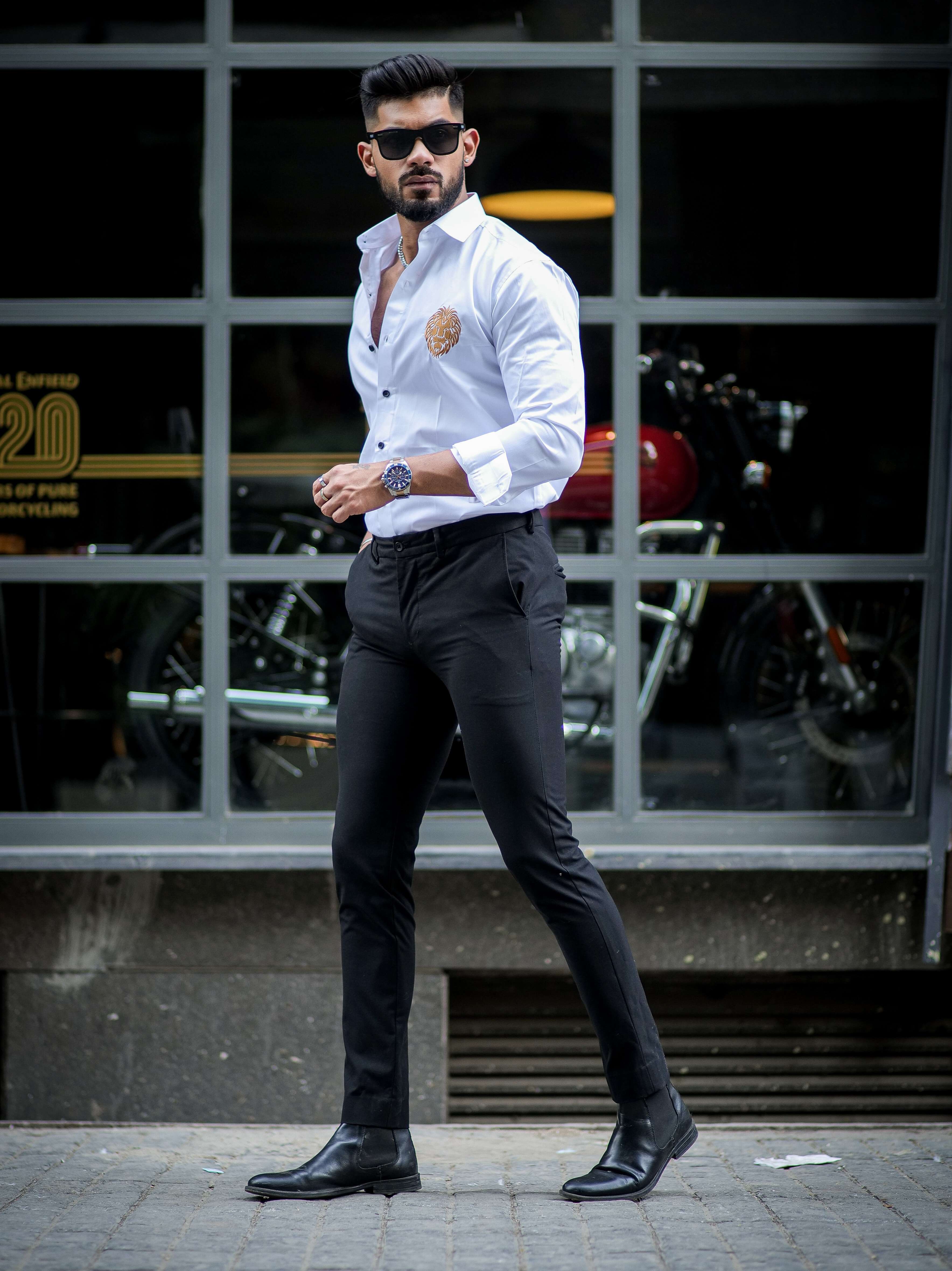 White Golden Embroidered Mufasa Luxury Shirt - Image 5