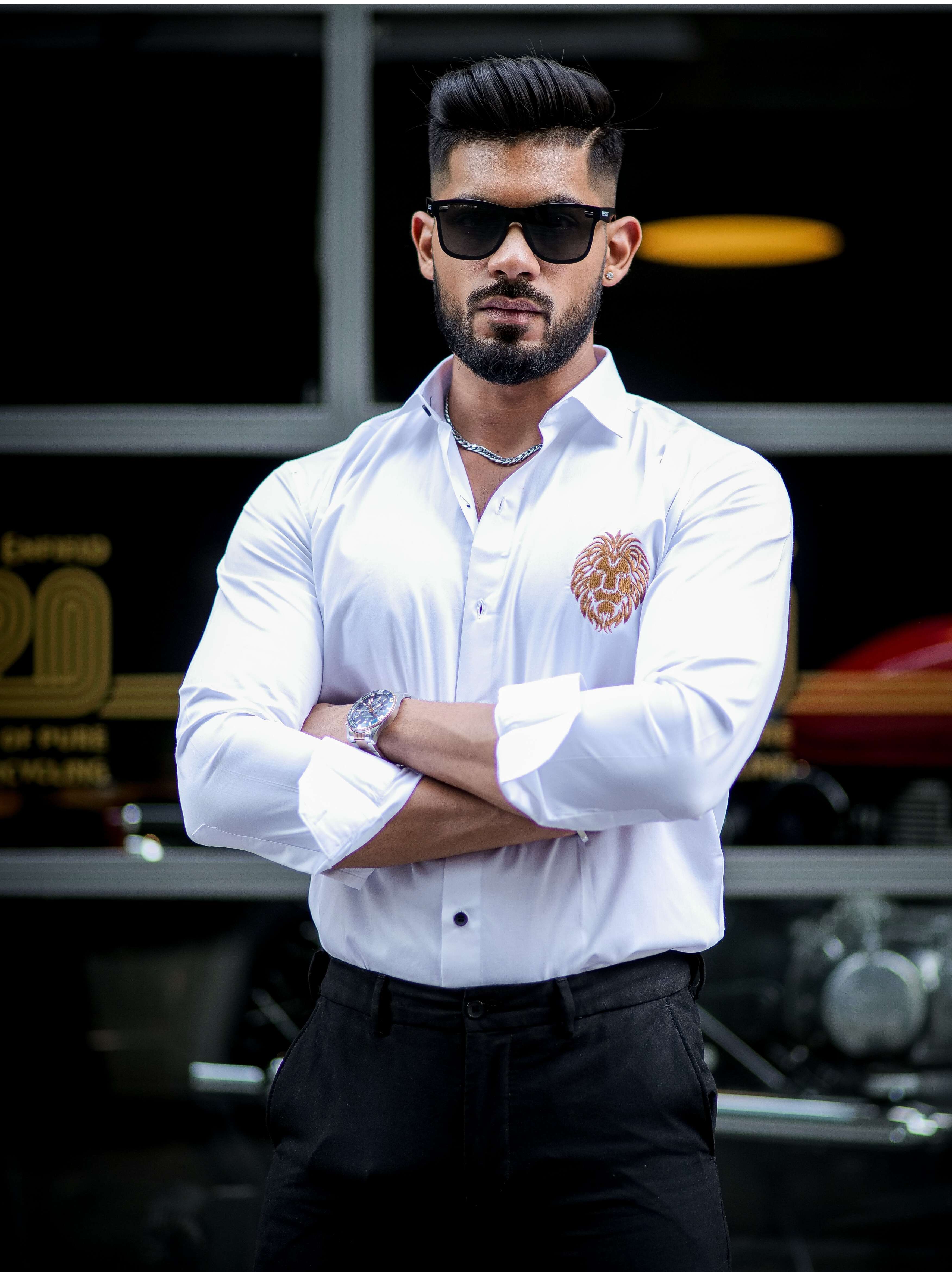 White Golden Embroidered Mufasa Luxury Shirt - Image 6