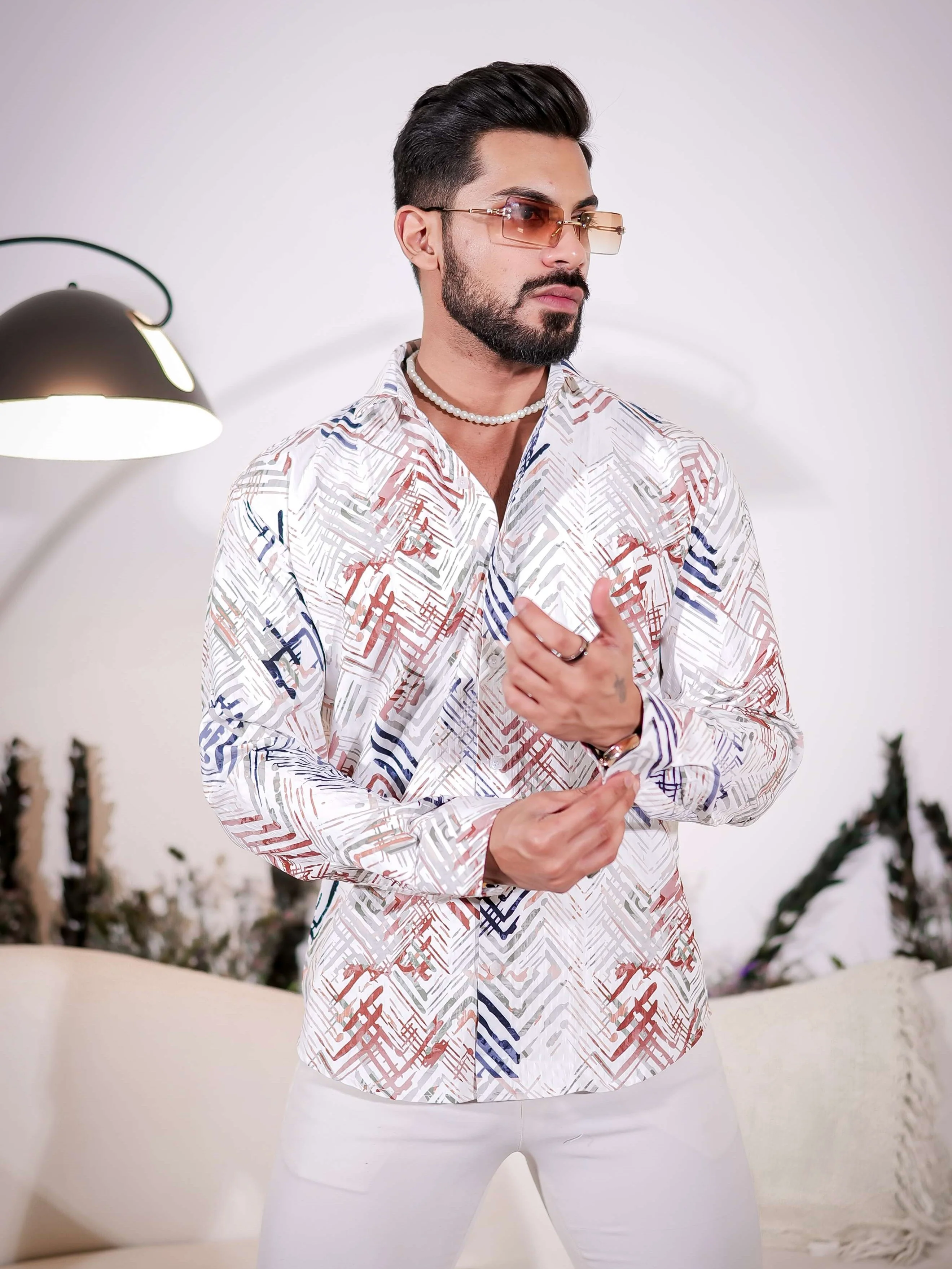 White-Maroon Multicolor Imported Premium Shirt for Men's - Image 3