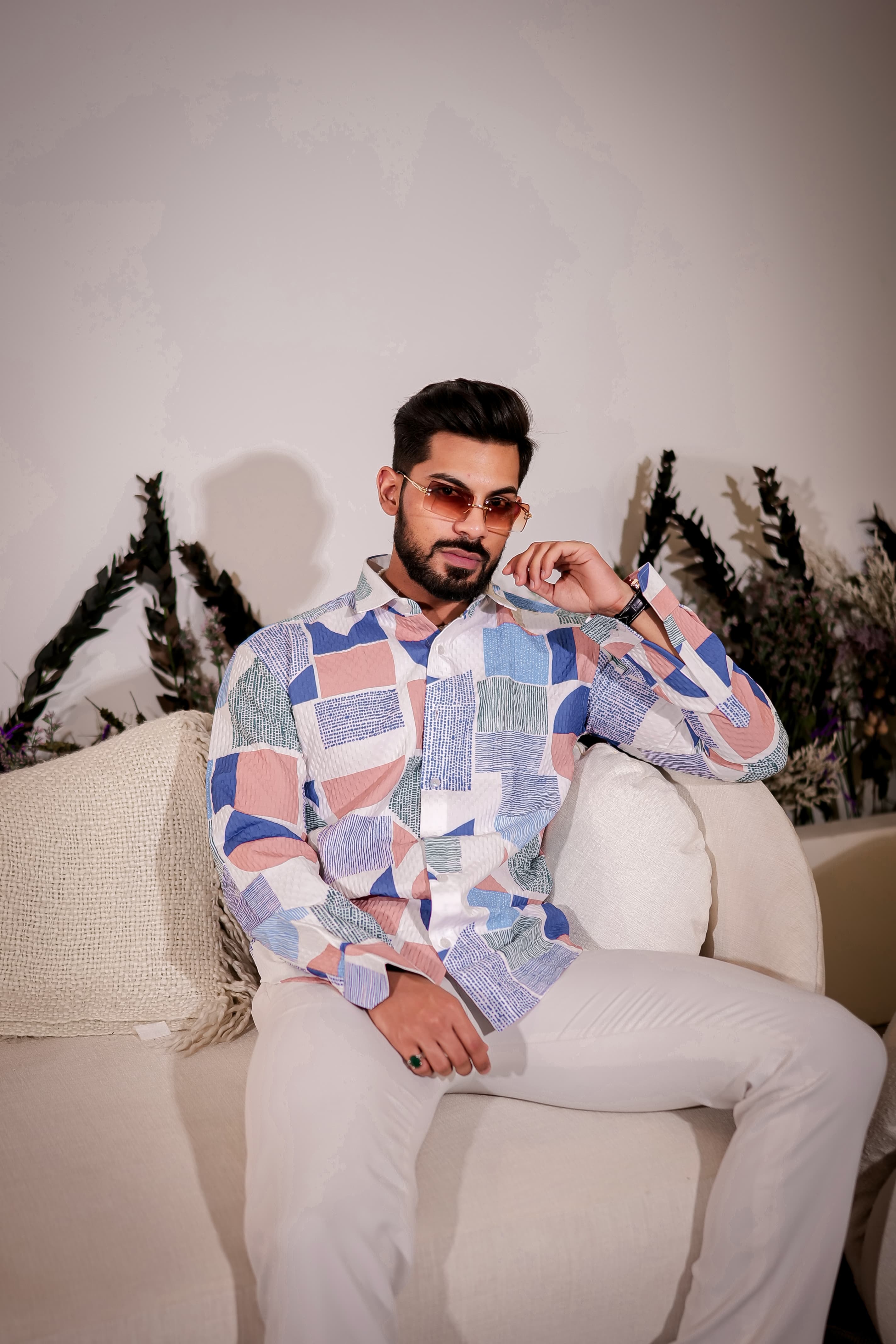 White Multicolor Imported Premium Shirt for Men's - Image 11