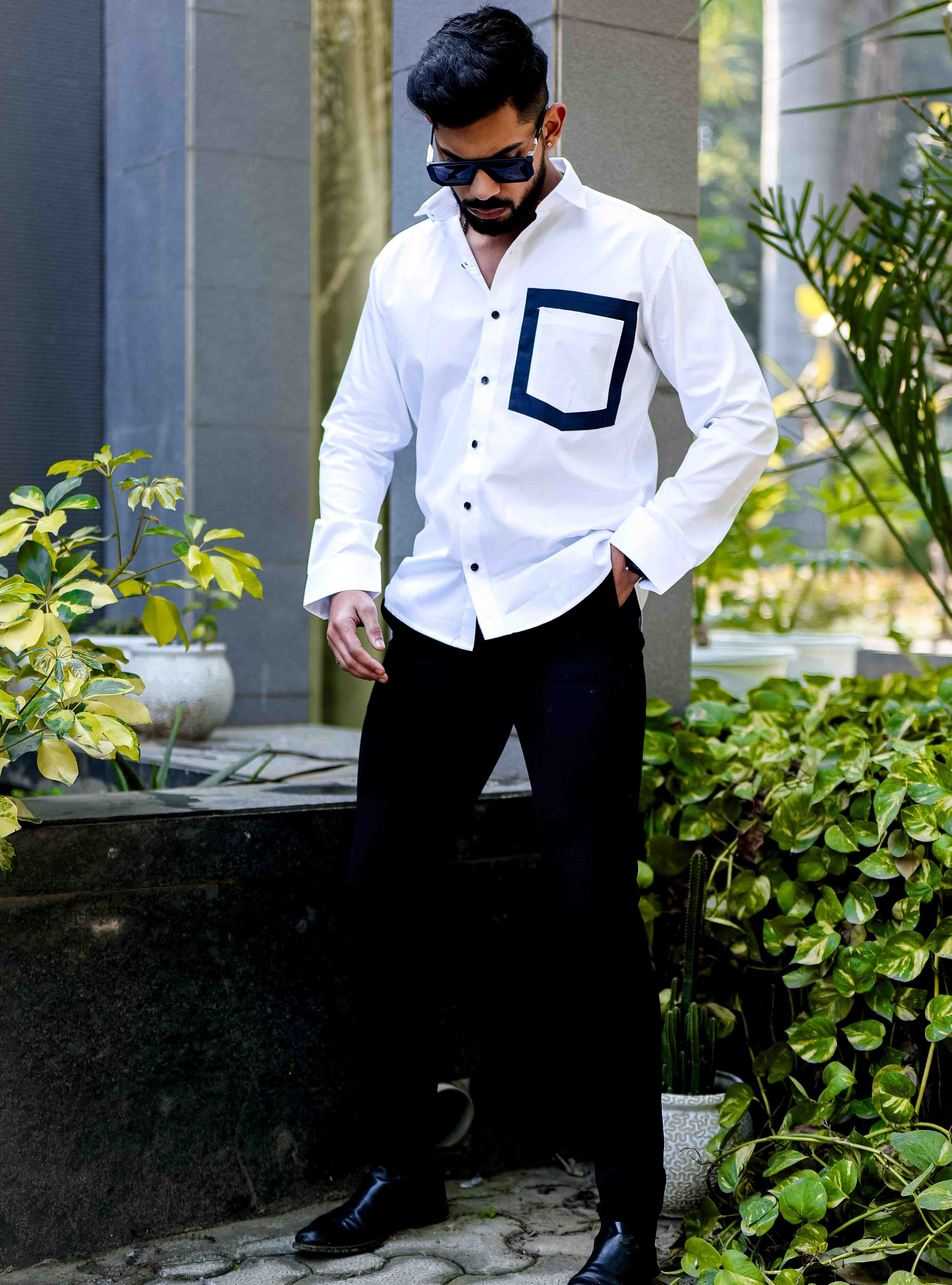 White Satin Cotton Designer Shirt - Image 10