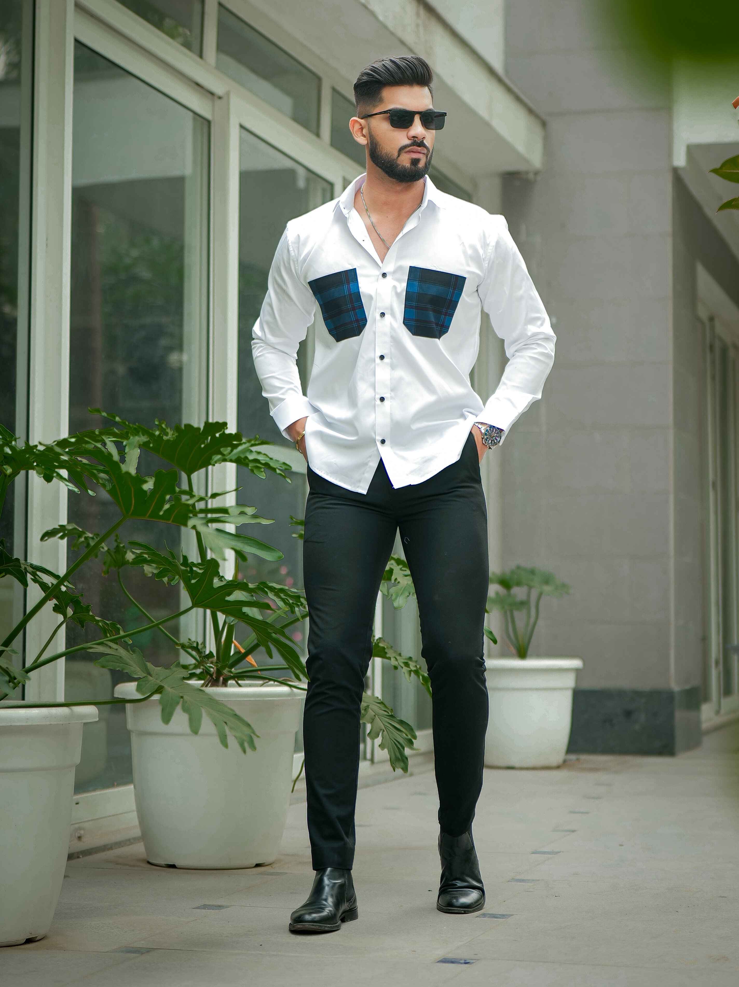 White Satin Cotton Designer Shirt - Image 3