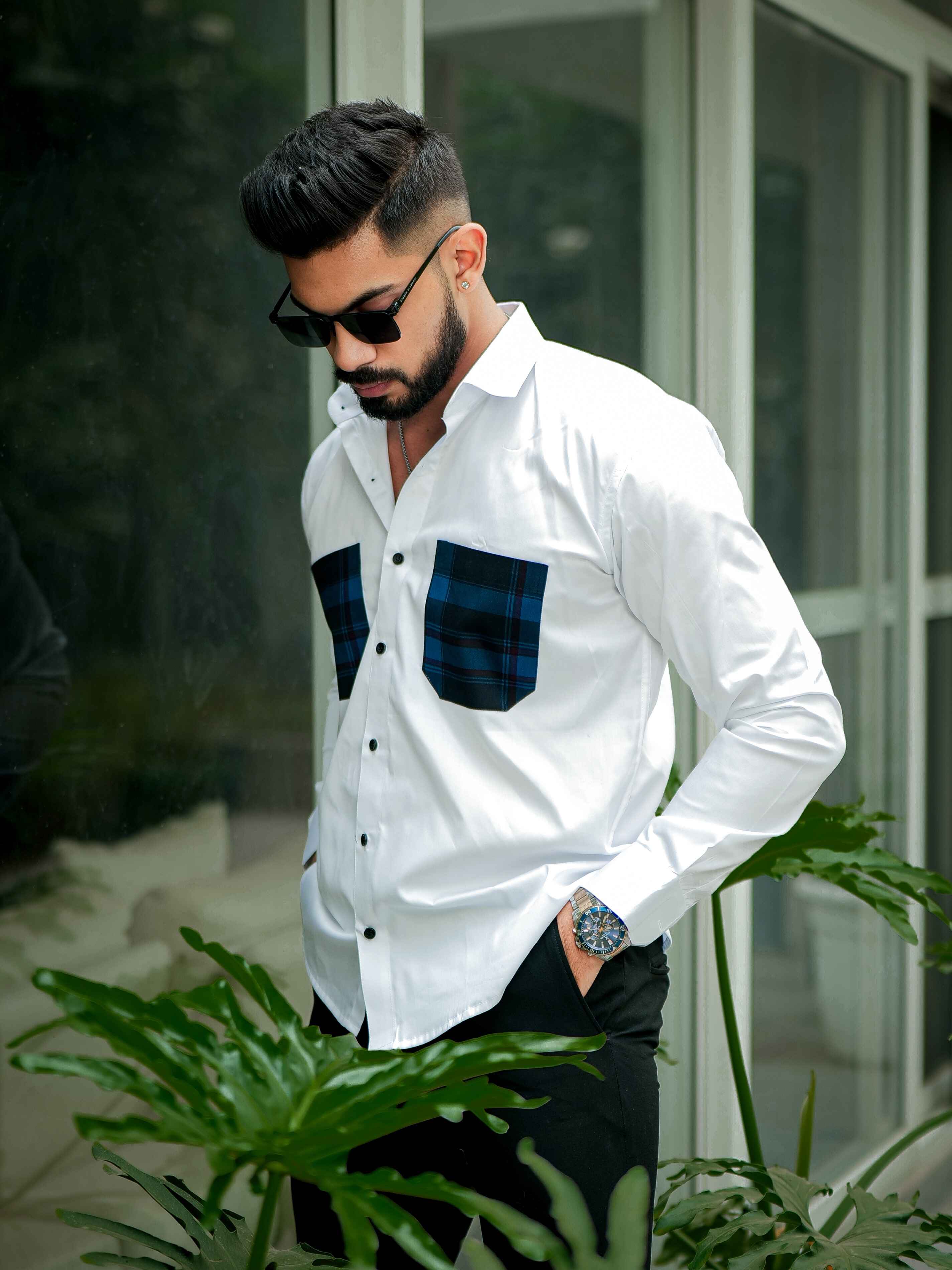 White Satin Cotton Designer Shirt - Image 6