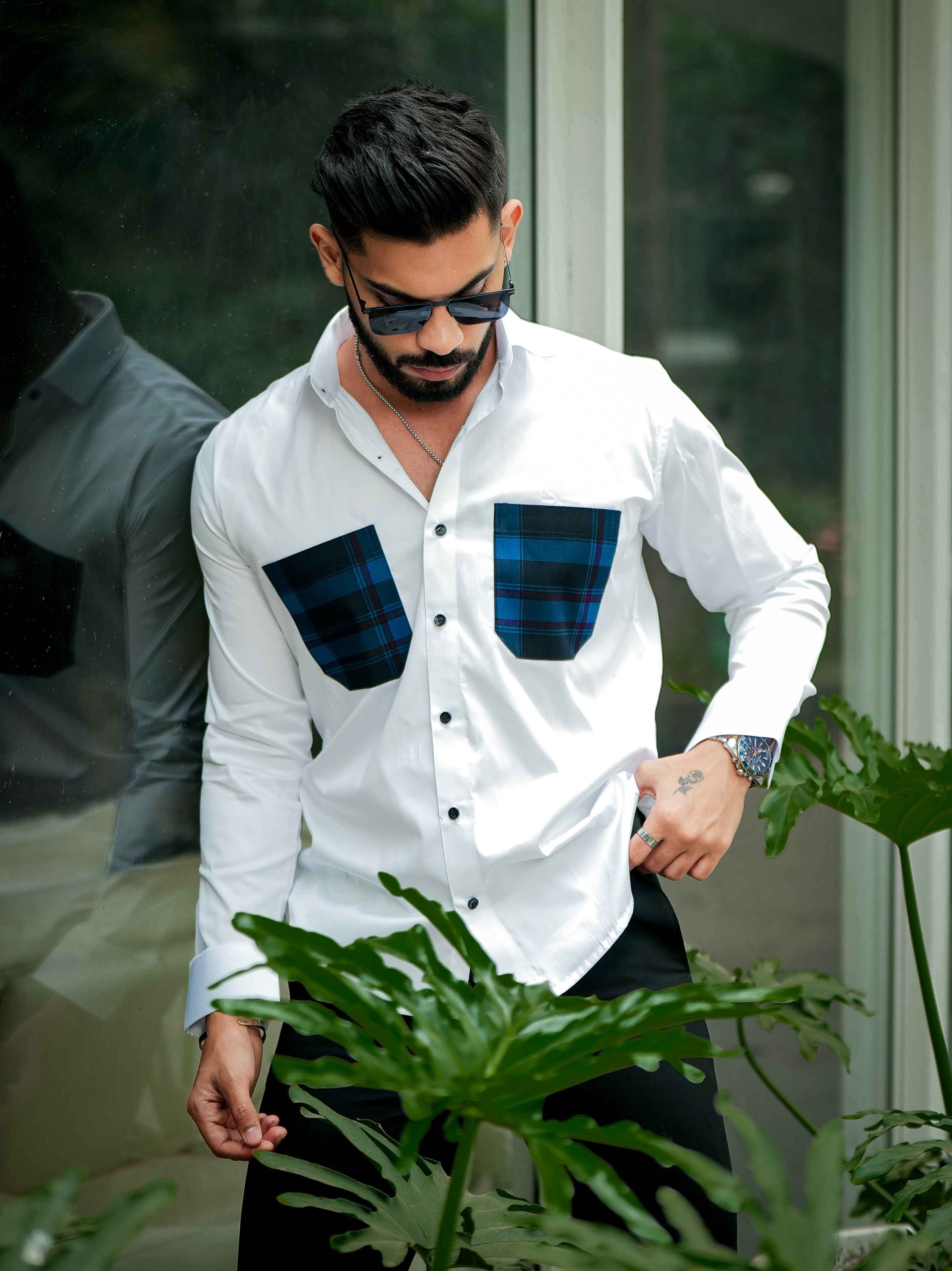 White Satin Cotton Designer Shirt - Image 7