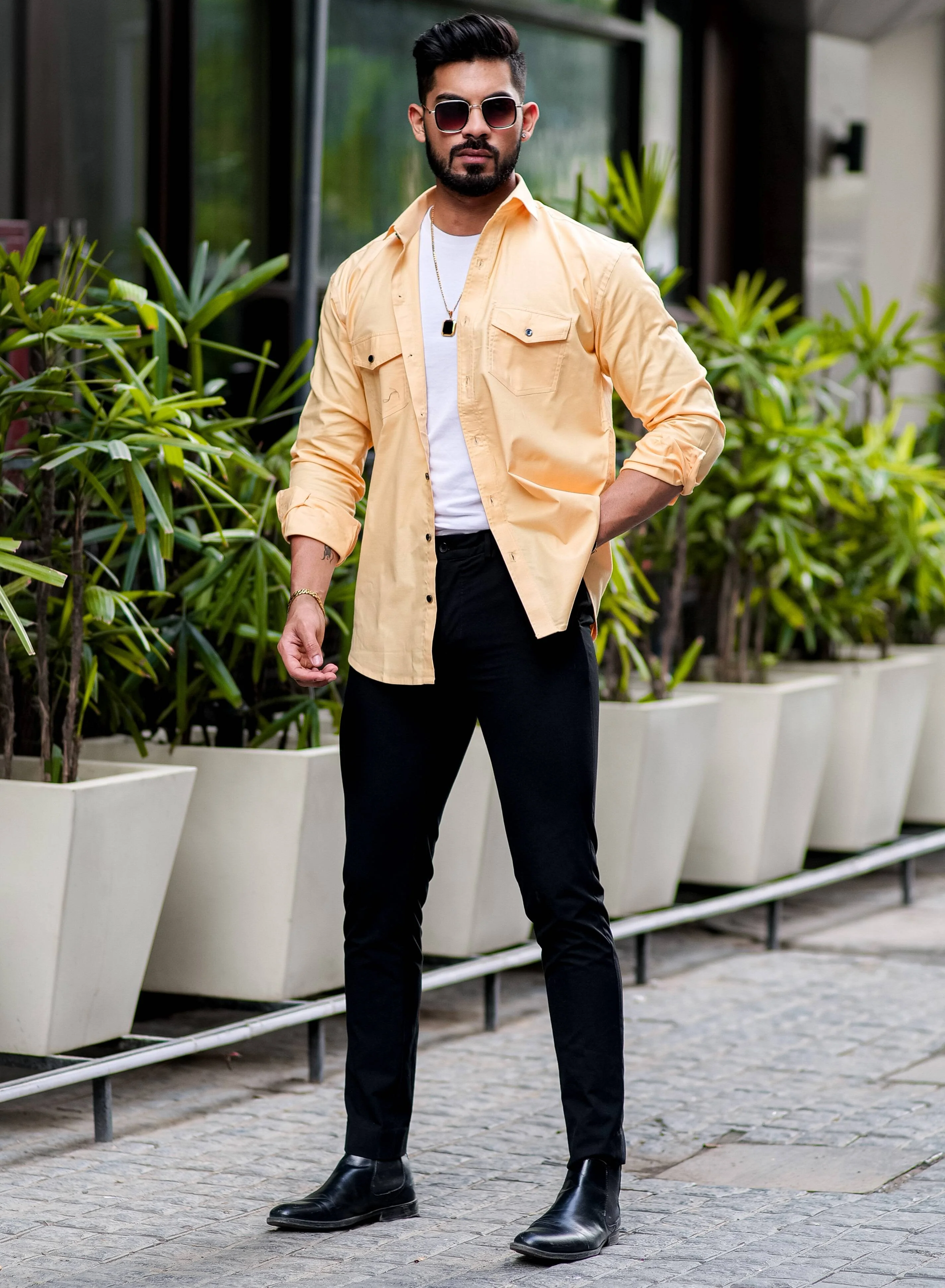 Yellow Oxford Premium Cotton Over Shirt - Image 3